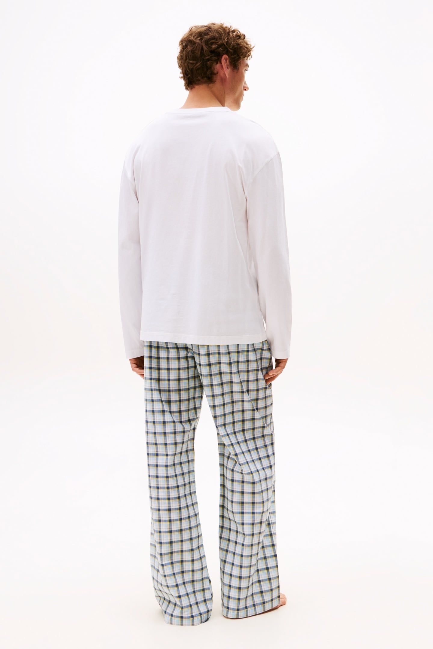 LS WOVEN PJ SET PRINT WHITE/MINI TARTAN 2