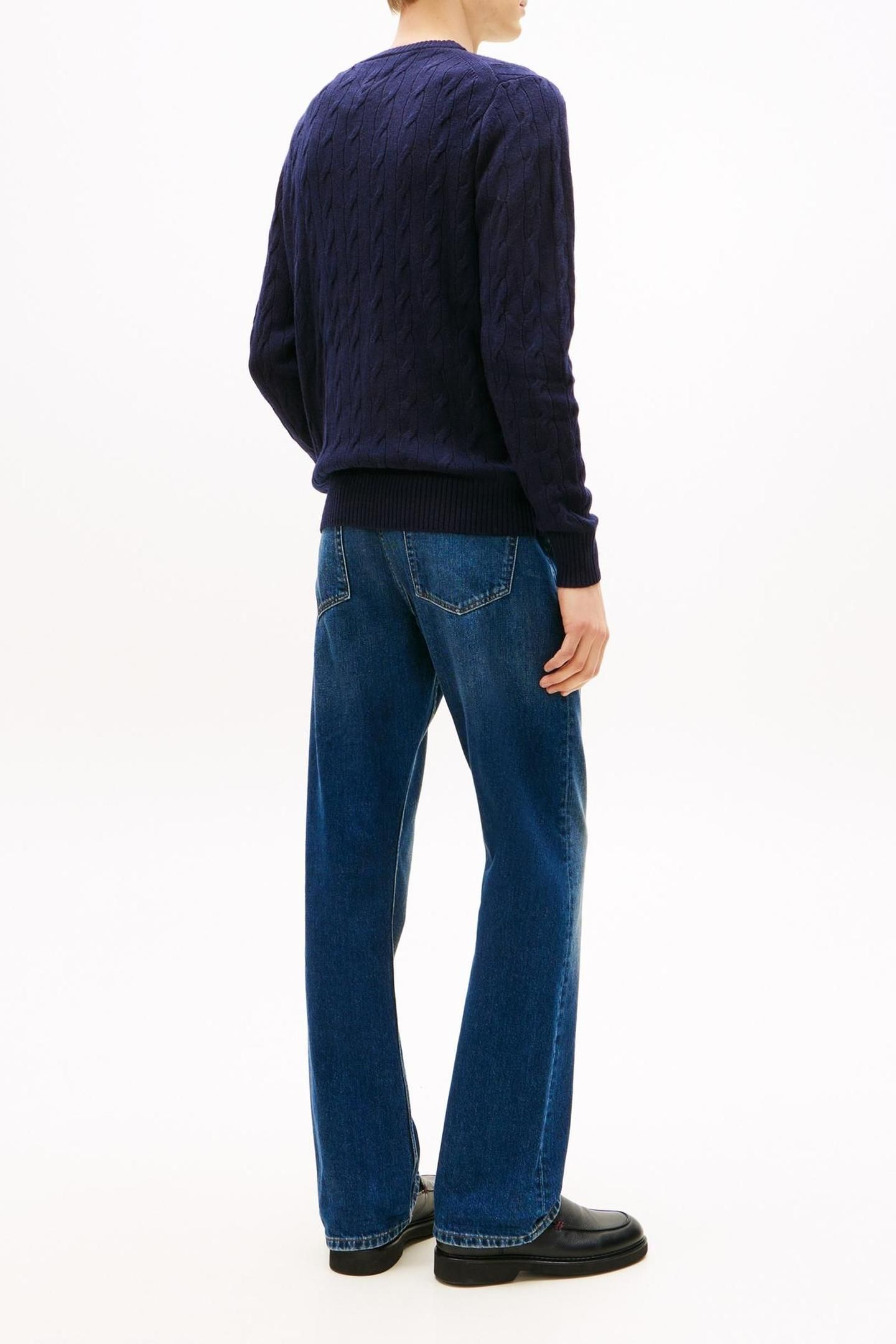 LAMBSWOOL CABLE CREW NAVY BLUE 3