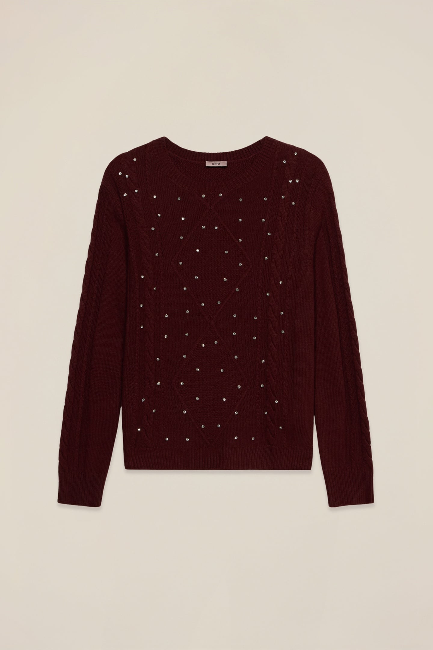 CASHMERE BLEND SWEATER WITH BEZELS BURGUNDY 3