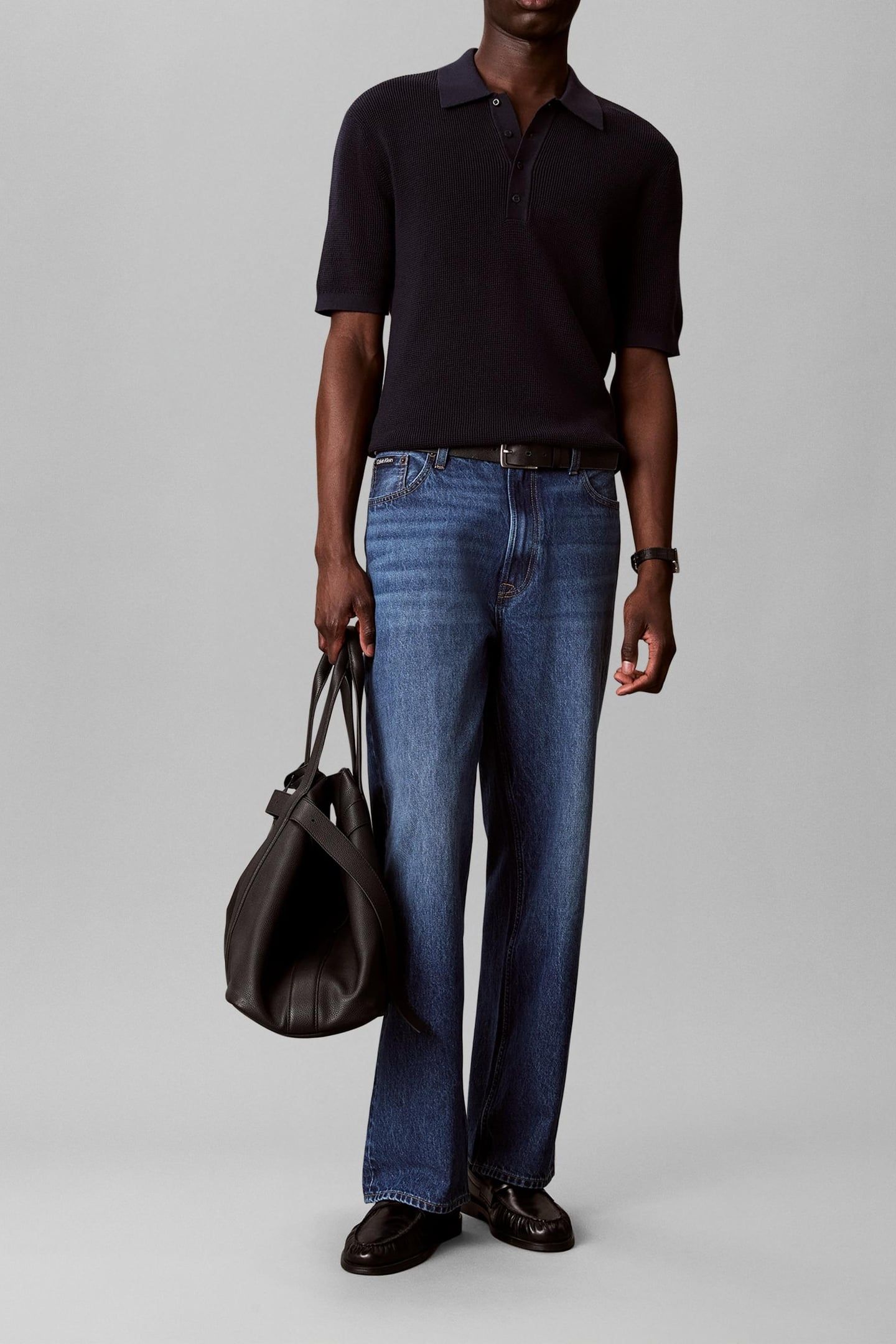 SS COTTON WAFFLE POLO DARK SAPPHIRE 3