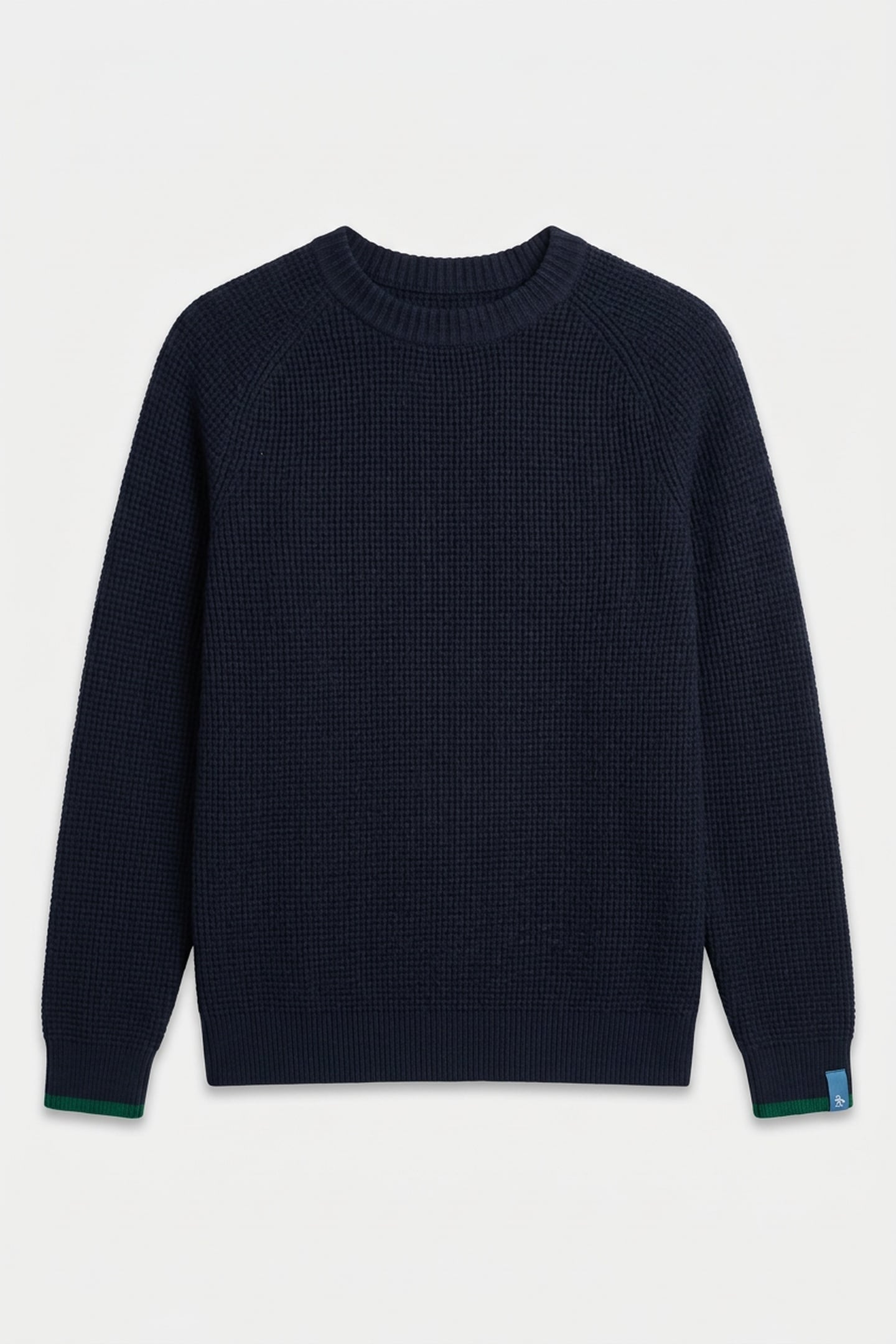 RAGLAN CREW NECK WAFFLE STITCH PULLOVER SKY CAPTAIN 3