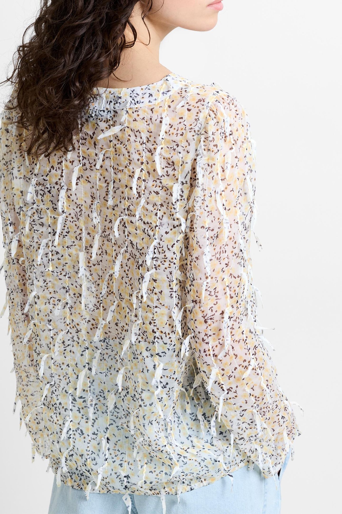 BONNIE KATELYN TEXTURE BLOUSE WHITE YELLOW MULTI 2