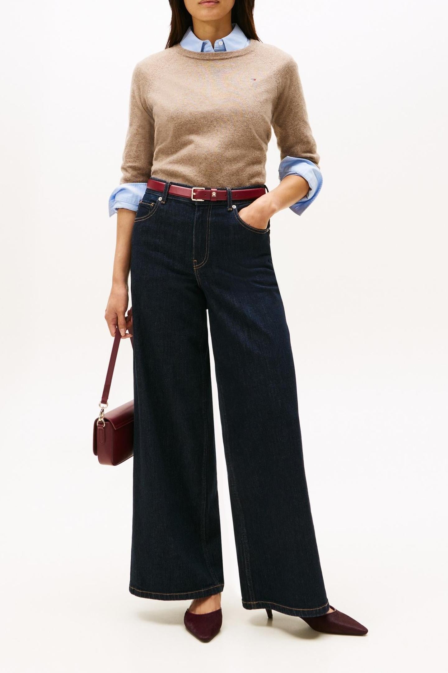 WOOL CASH C-NECK LOOSE SWEATER HEATHERED TAUPE 1