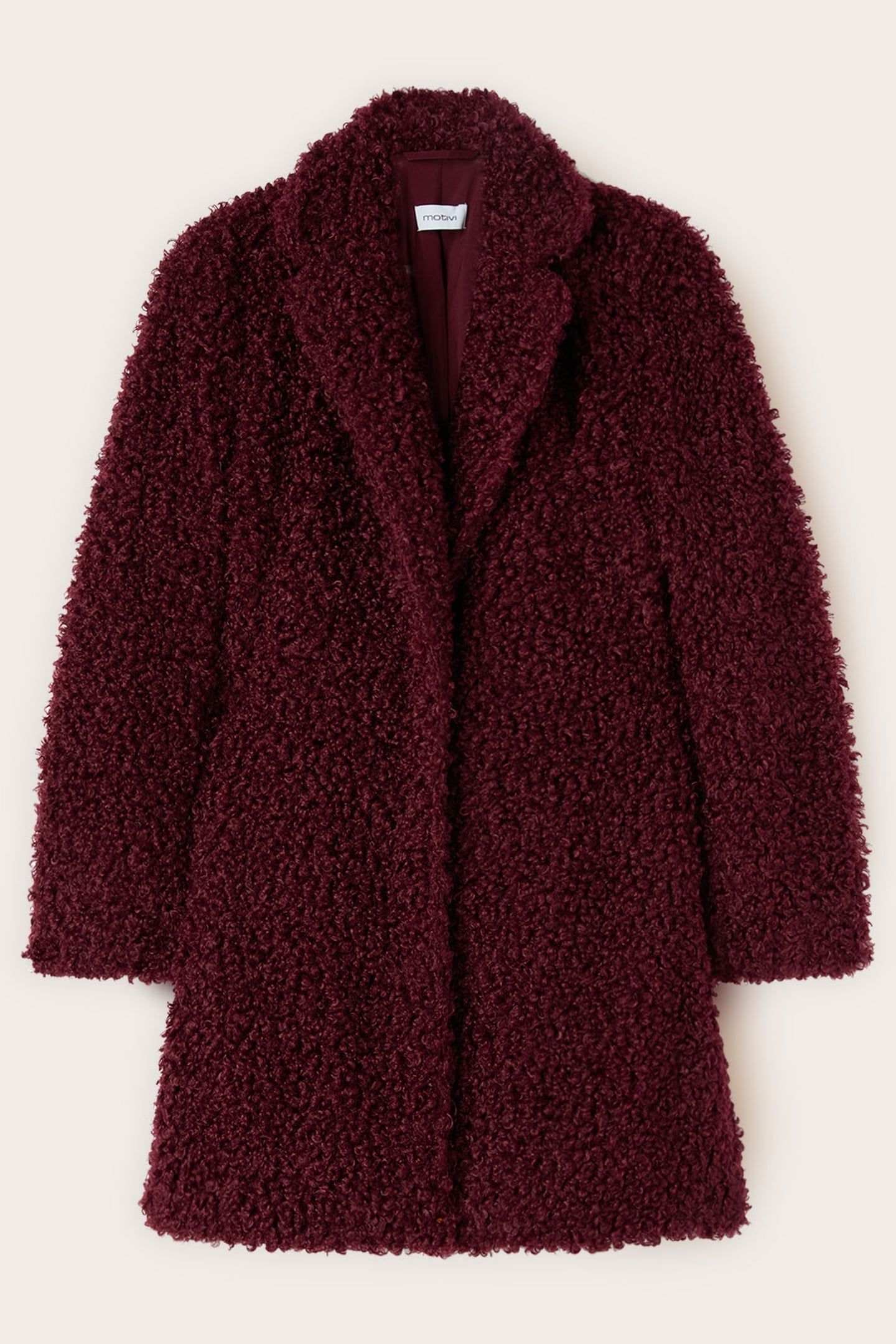 OVERSIZED BOUCLÉ WOOL COAT BURGUNDY 4