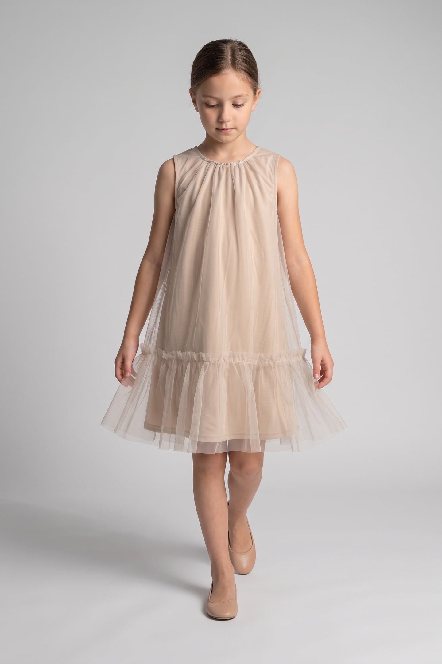 CINTINA TULLE DRESS BEIGE 1