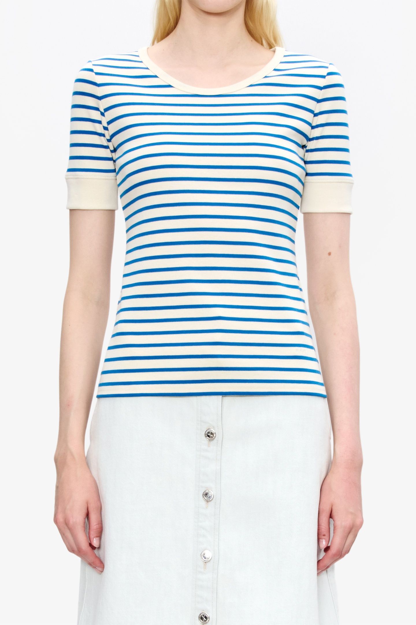 T-SHIRT FITTED MC STRIPED BLUE 1