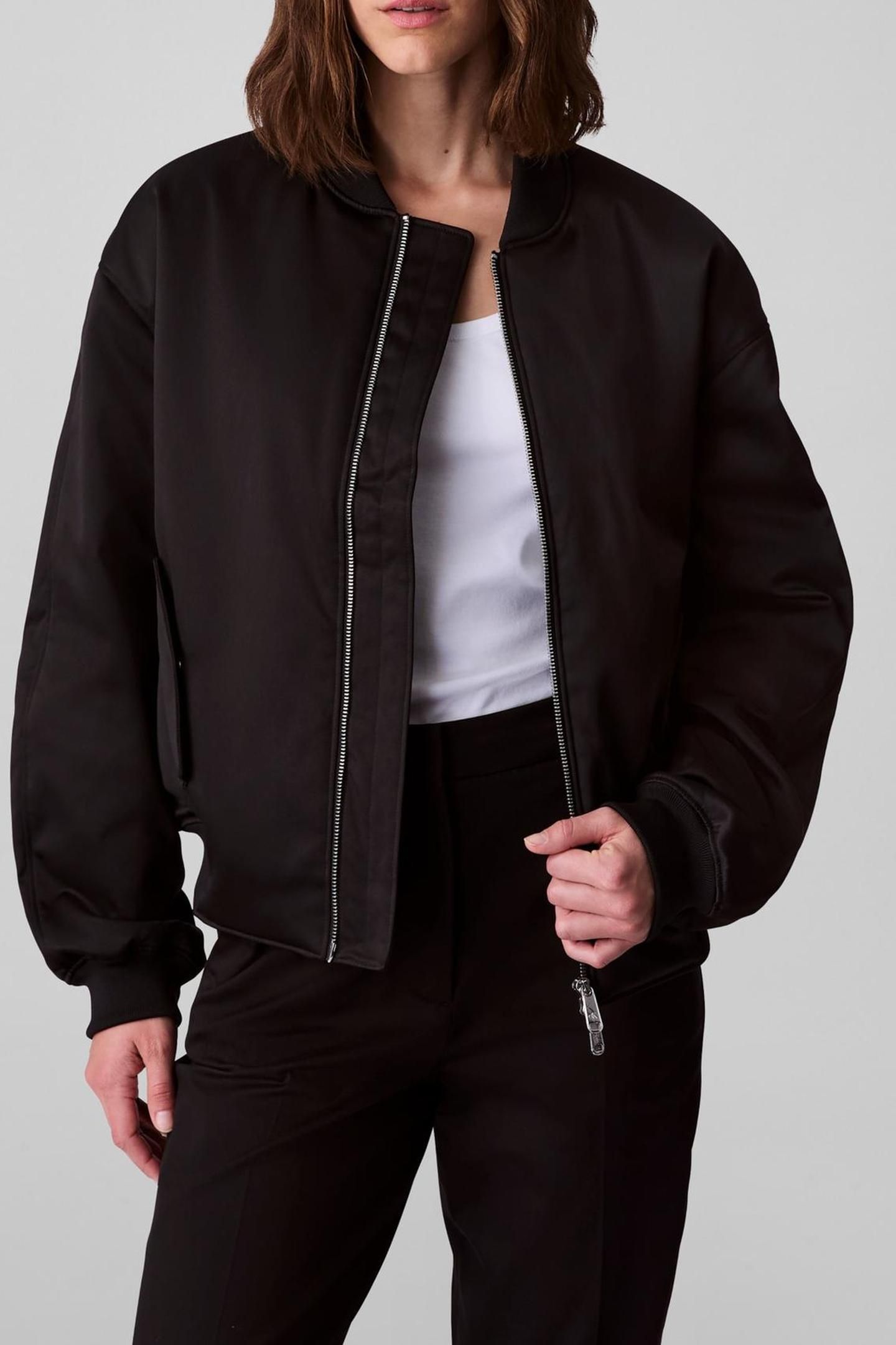 SATIN BOMBER BLACK 1