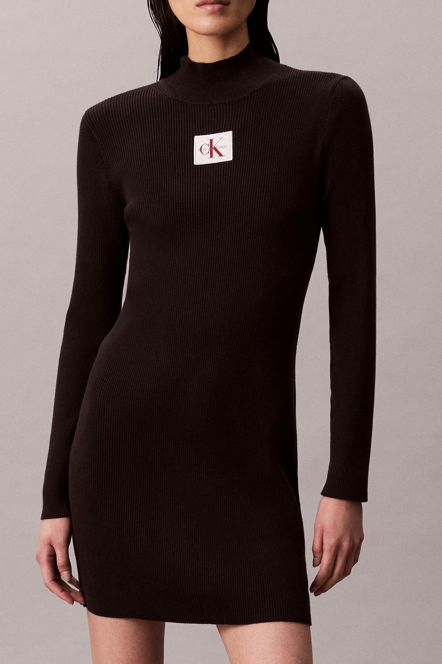 LS T NECK MINI DRESS BLACK 1