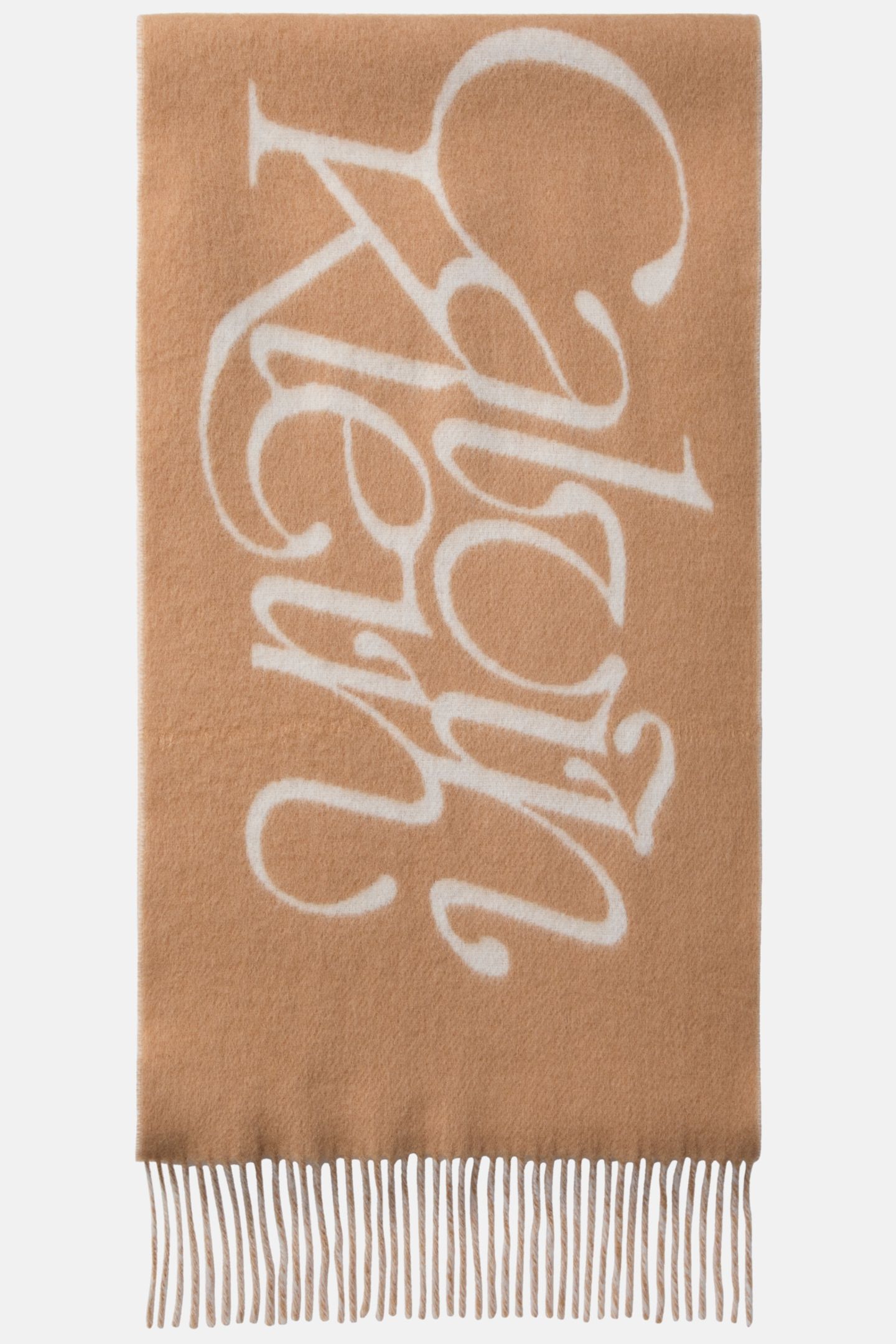 SCRIPTED LOGO BRUSHED SCARF LILY WHITE/TAN 2