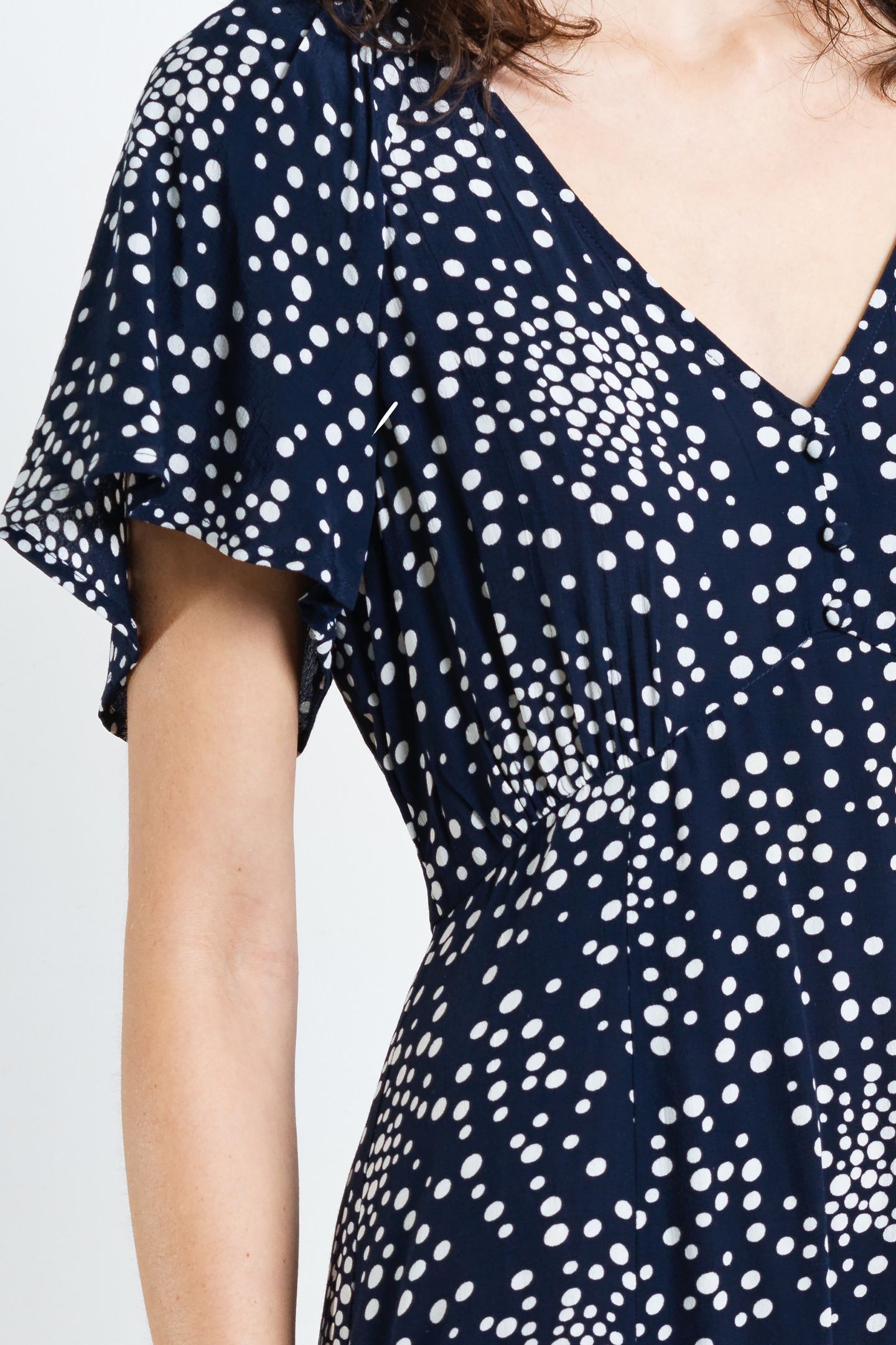 THEA LIZZIE MIDI TEA DRESS NAVY/PORCELAIN CREAM 3