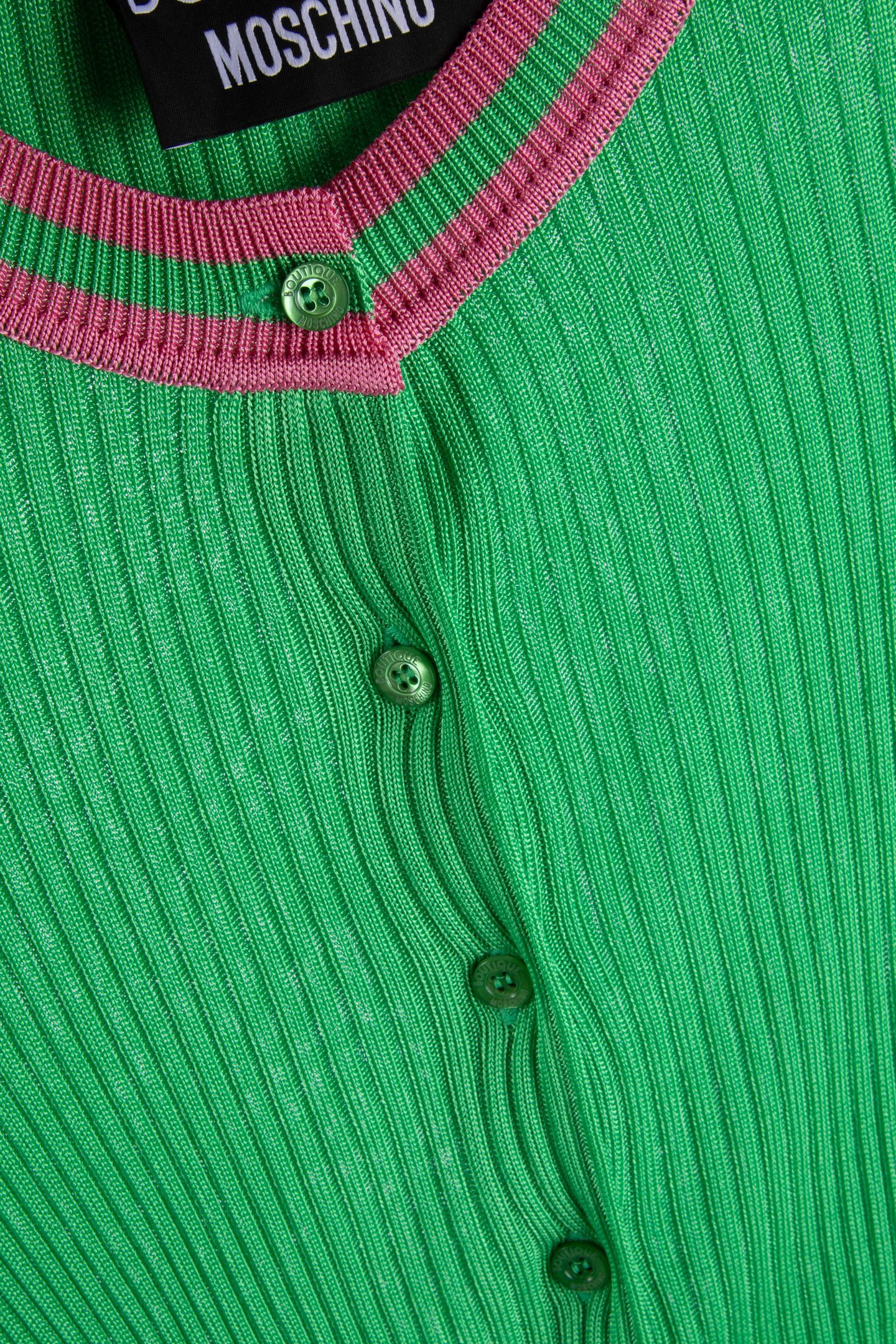 STRIPED DETAILS RIBBED KNIT CARDIGAN GREEN 4