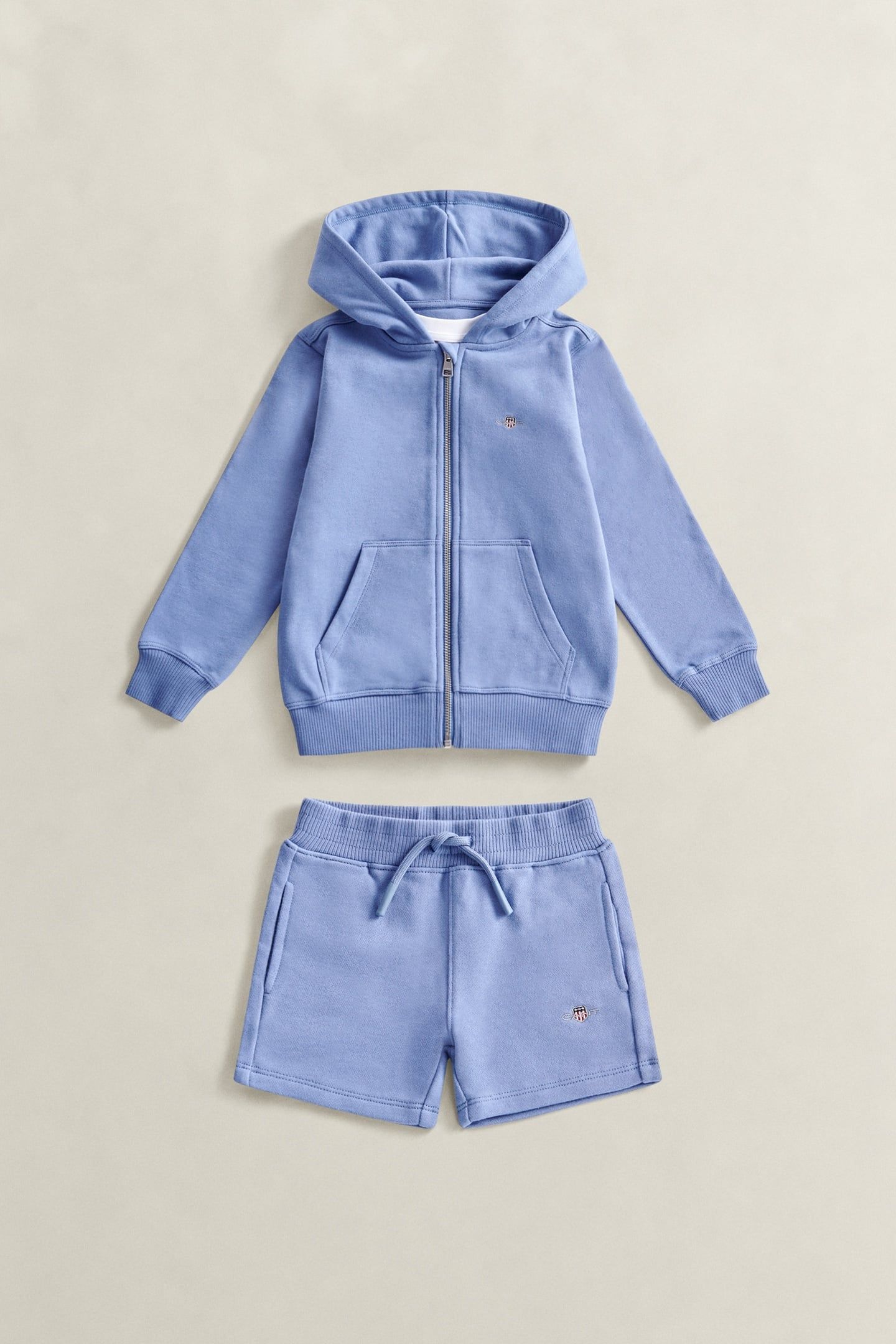 KIDS BOYS SHIELD ZIP HOODIE, TEE & SHORT SET FADED DENIM 2