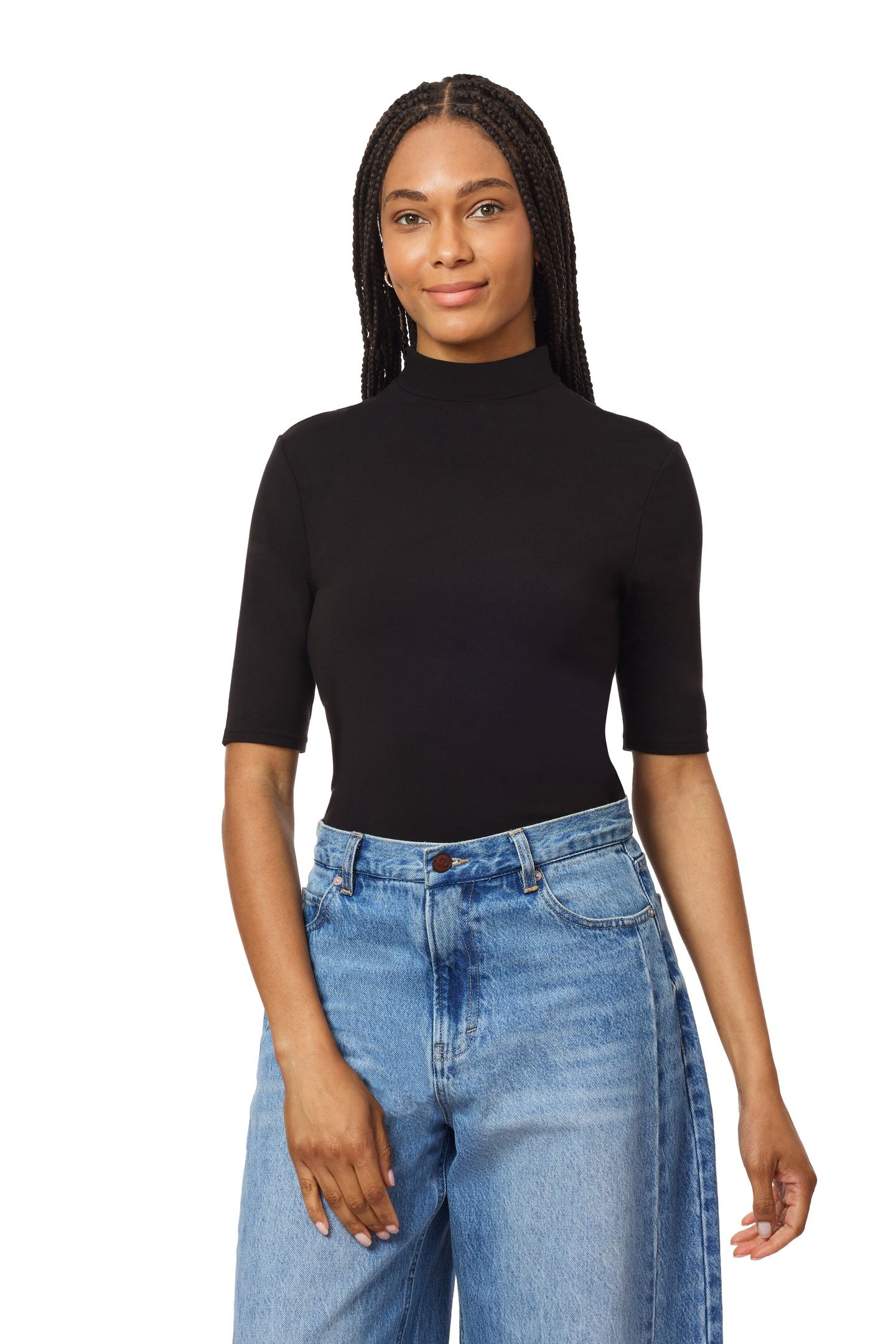 ELBOW SLV MOCK NECK TEE BLACK NIGHT 6