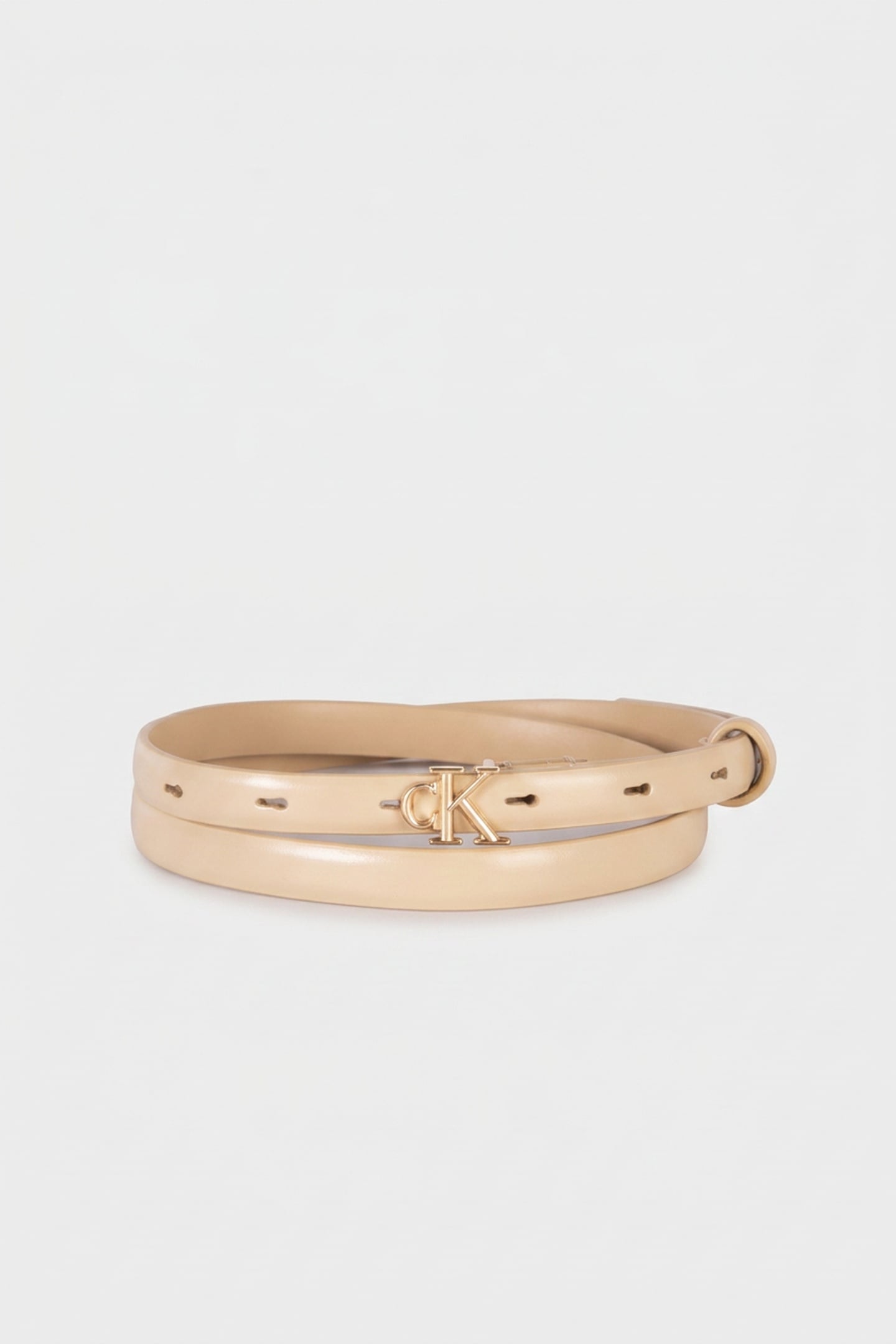 ROUND CK BUCKLE SMOOTH BELT NEUTRAL BEIGE 3