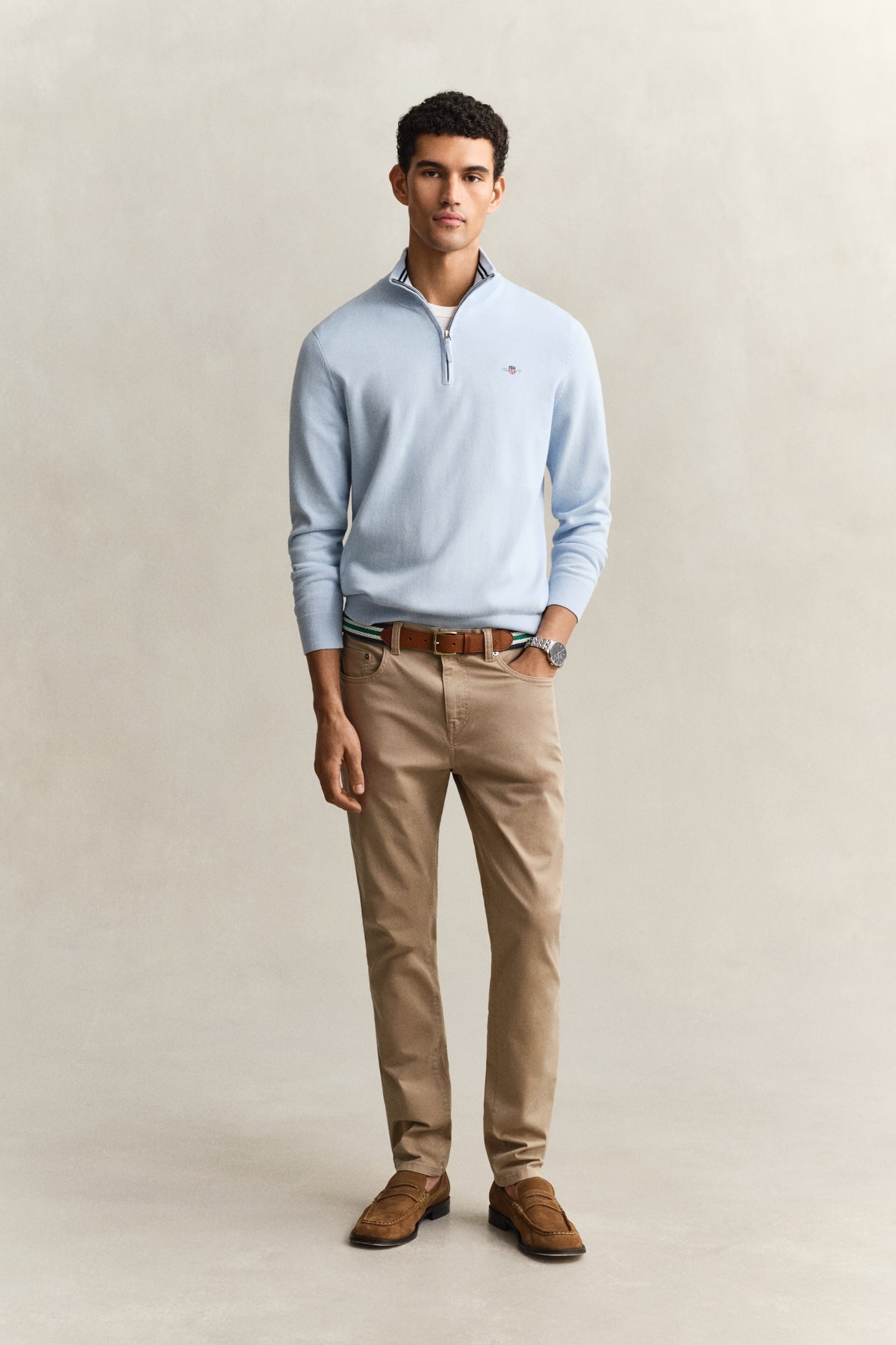 CLASSIC COTTON HALF ZIP FRESH BLUE 3
