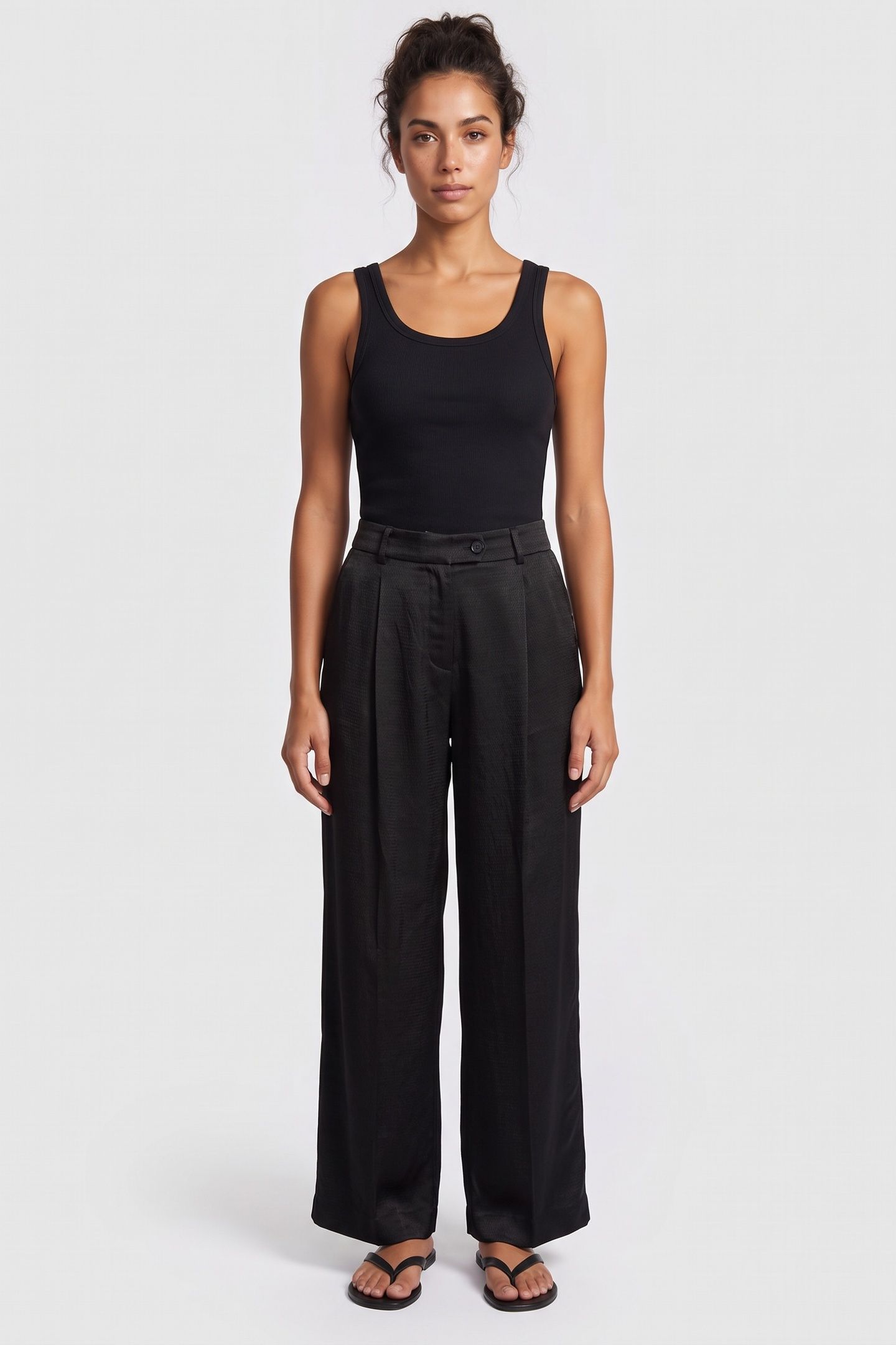 EIJA SLOUCHY SATIN TROUSERS BLACK 1