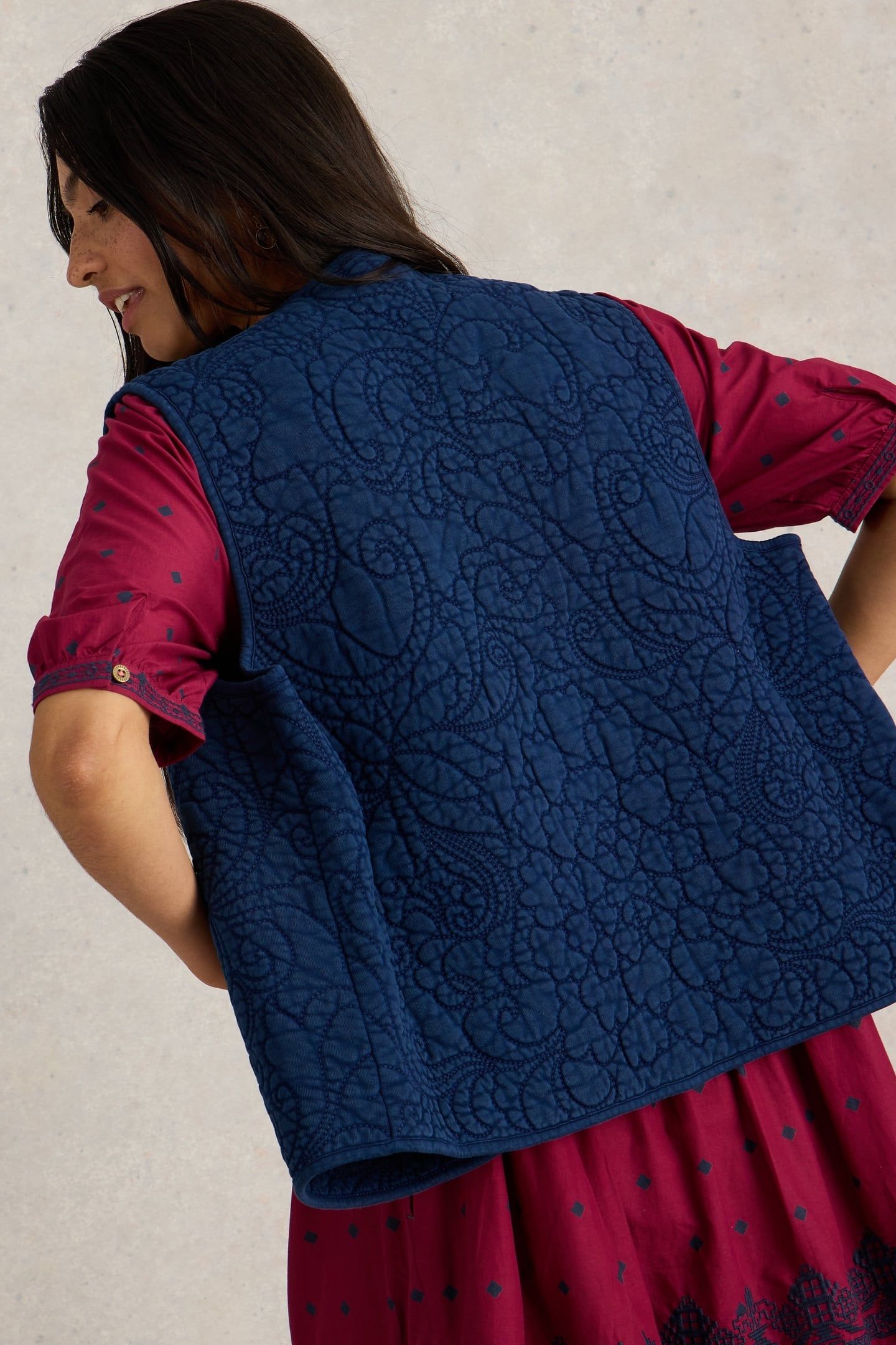 DENNIE EMBROIDERED GILET DENIM MULTI 2