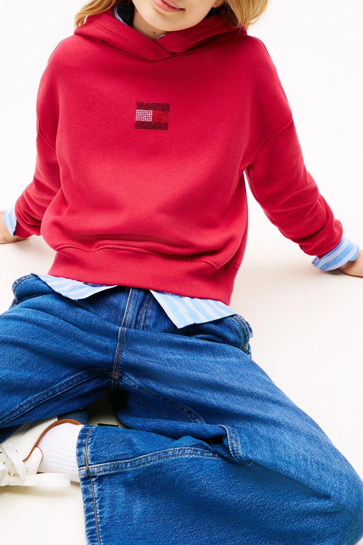 GIRLS RHINE STONE FLAG HOODIE RUBY RHUBARB 4