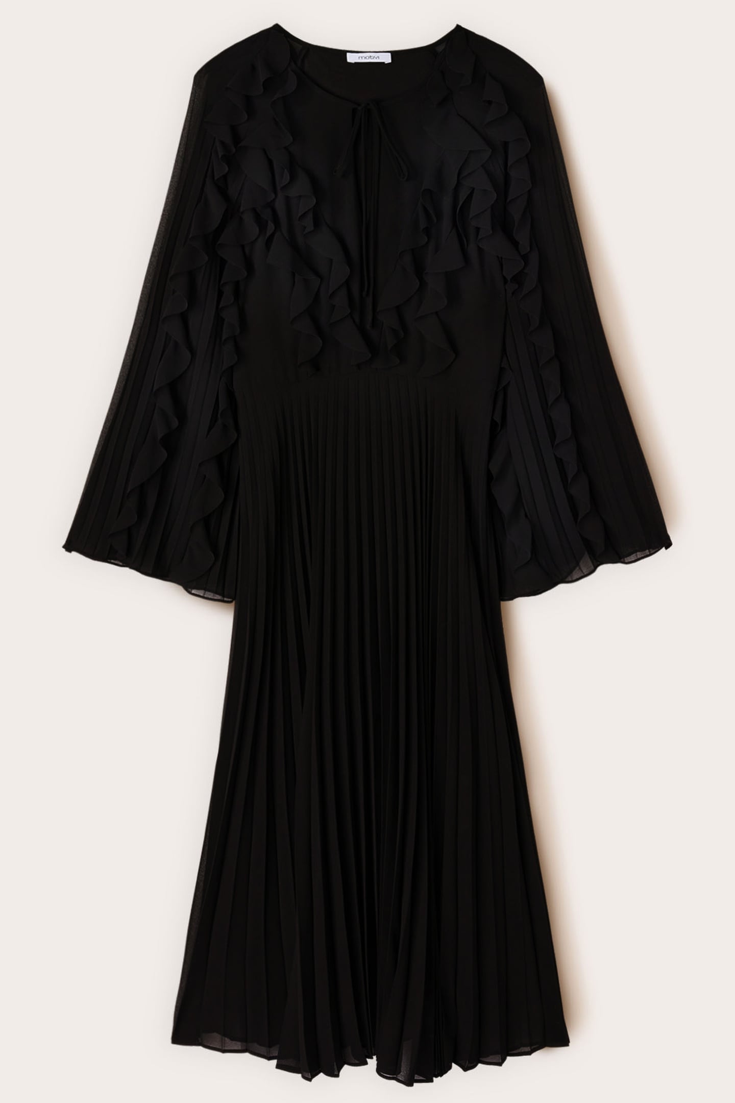 PLEATED GEORGETTE DRESS BLACK 4