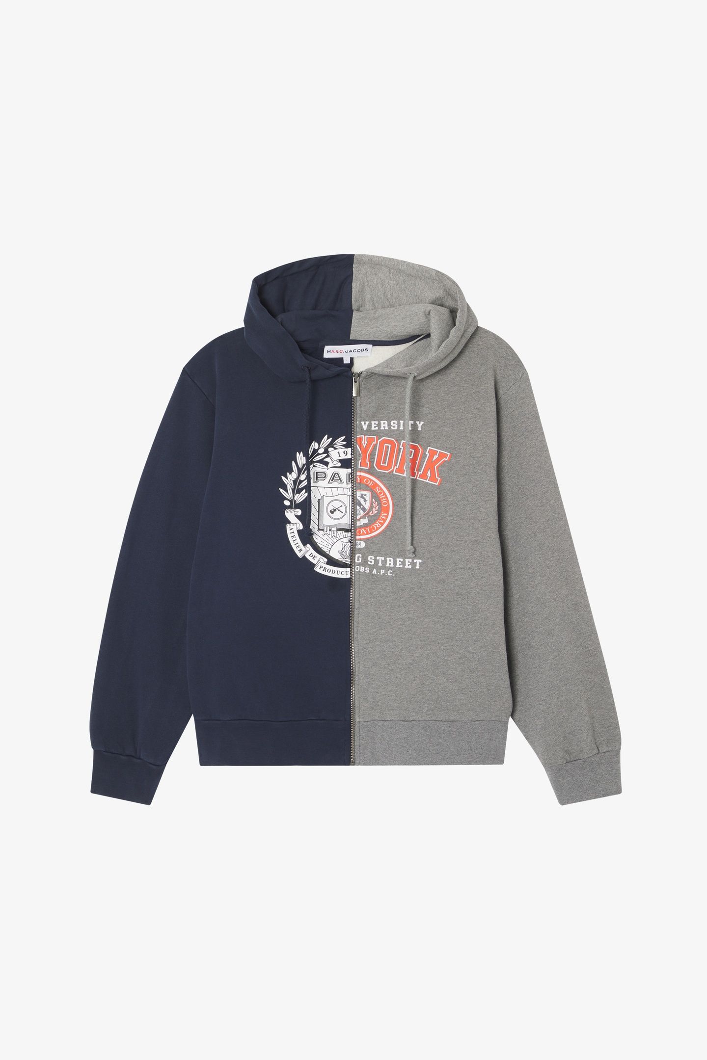 UNISEX SPLIT CREST HOODIE HEATHERED GREY/DARK NAVY 2