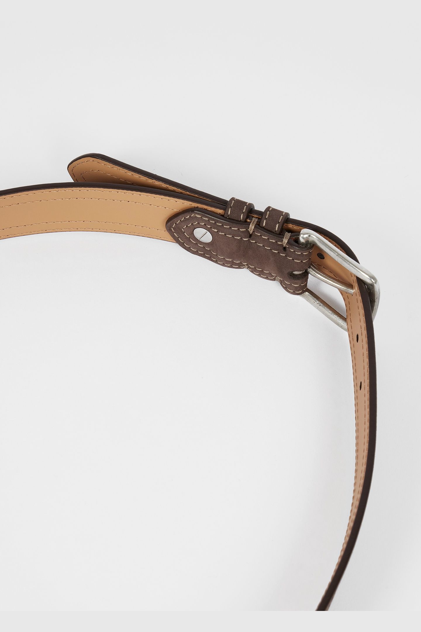 MEN BELT TOP STITCH N VEIN BROWN 3