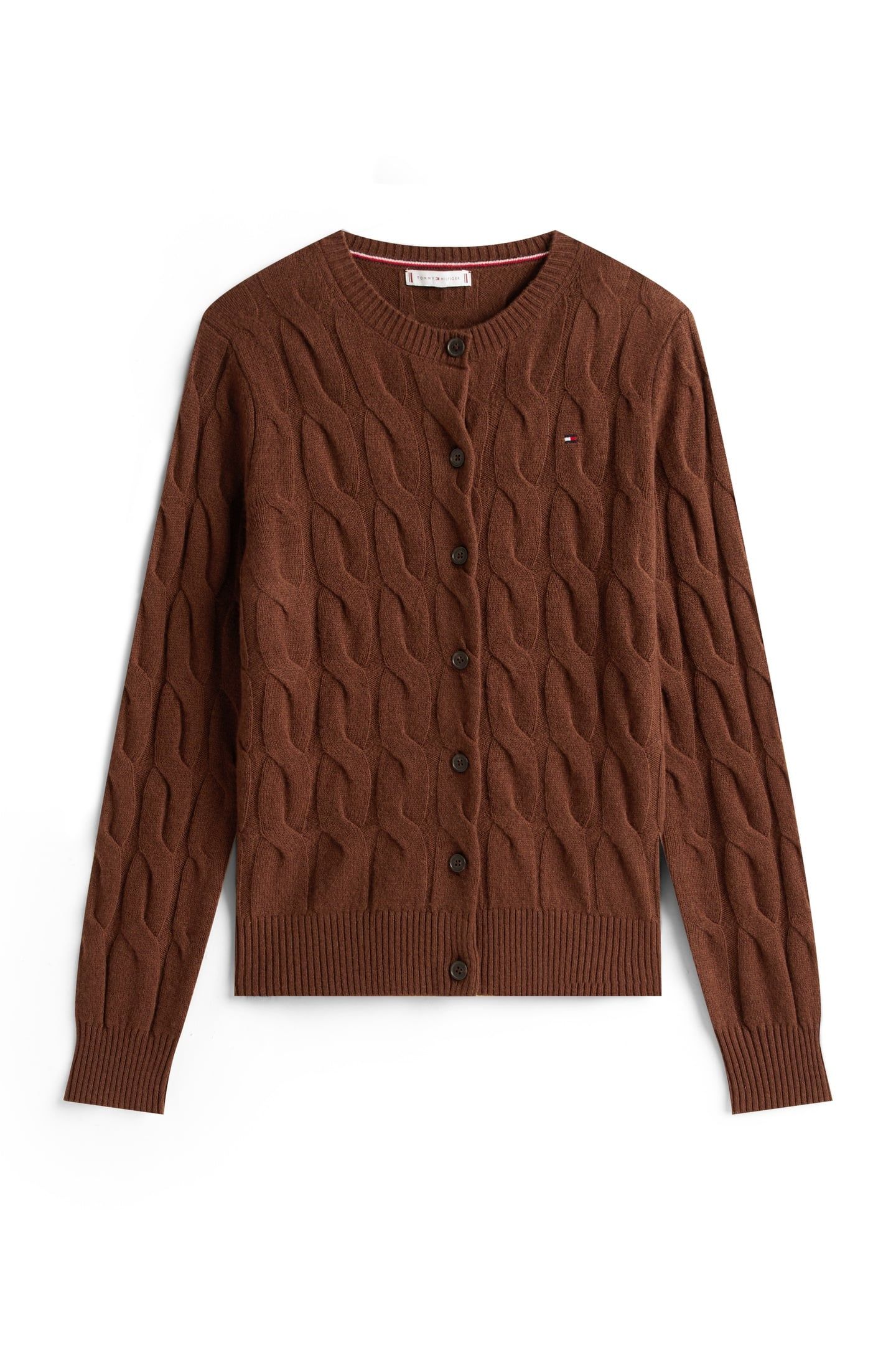SOFT WOOL CABLE C-NECK LEGACY BROWN 4