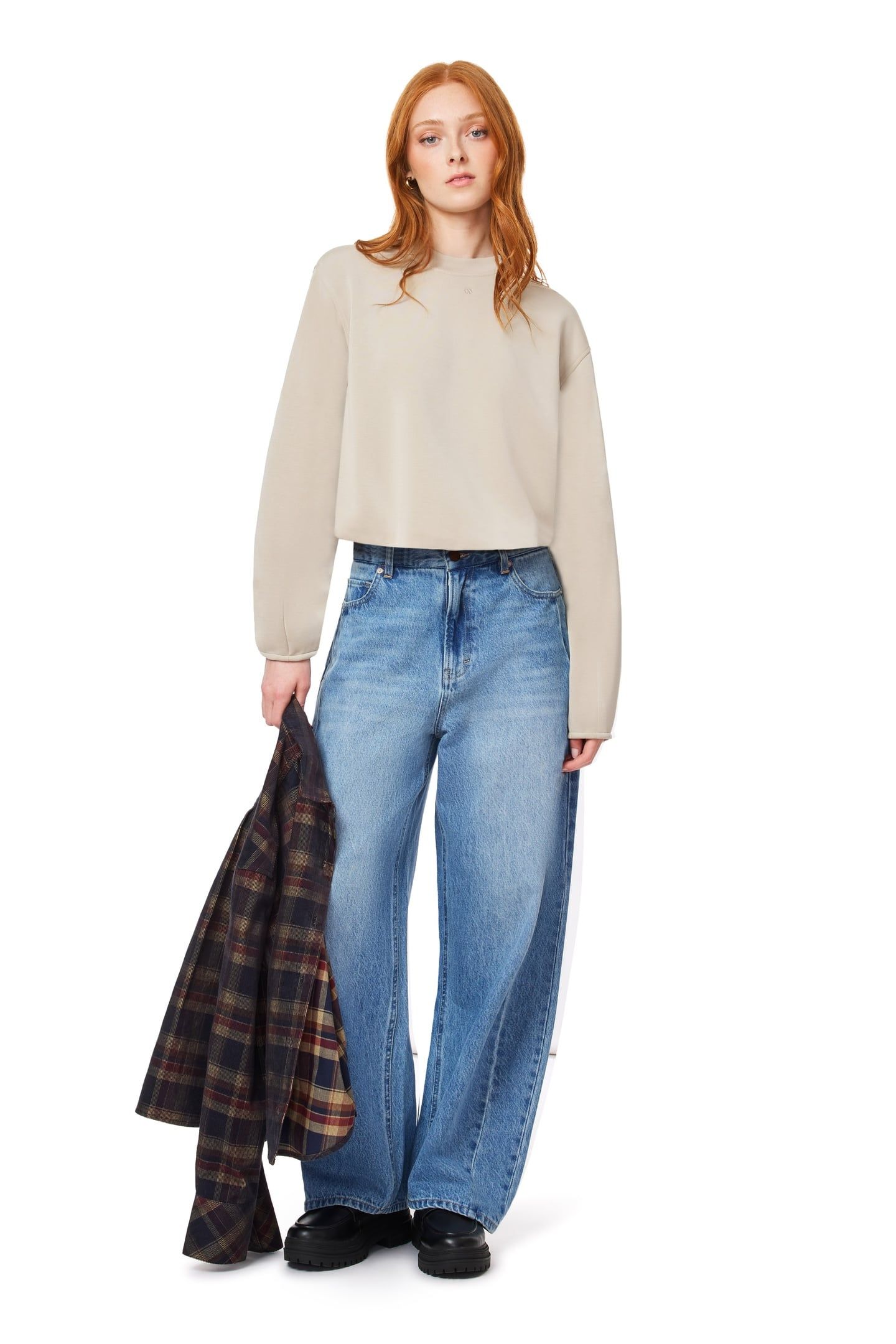 BUBBLE HEM CREWNECK FEATHER GRAY 3