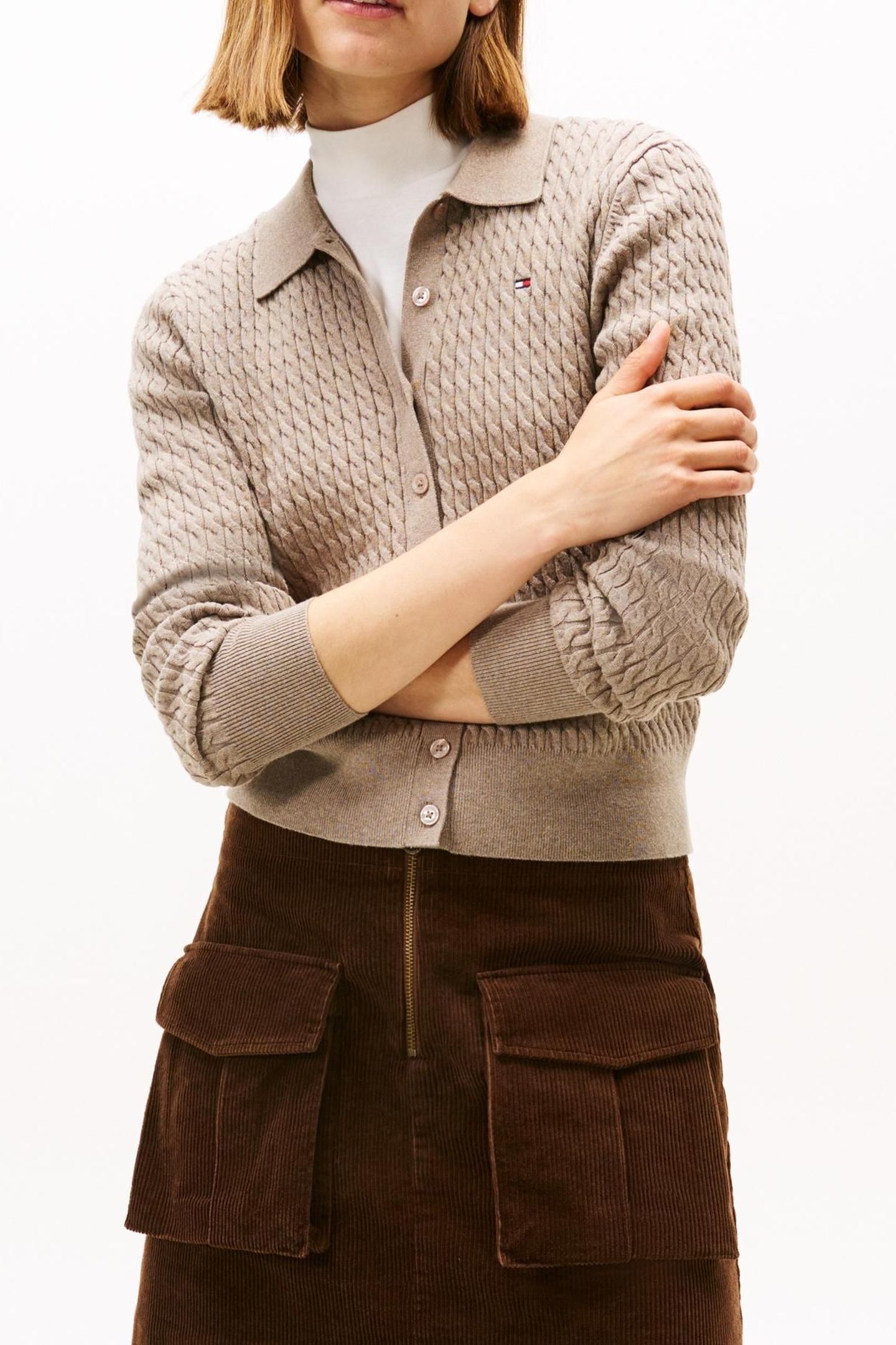 CO CABLE FINE GG POLO HEATHERED TAUPE 1
