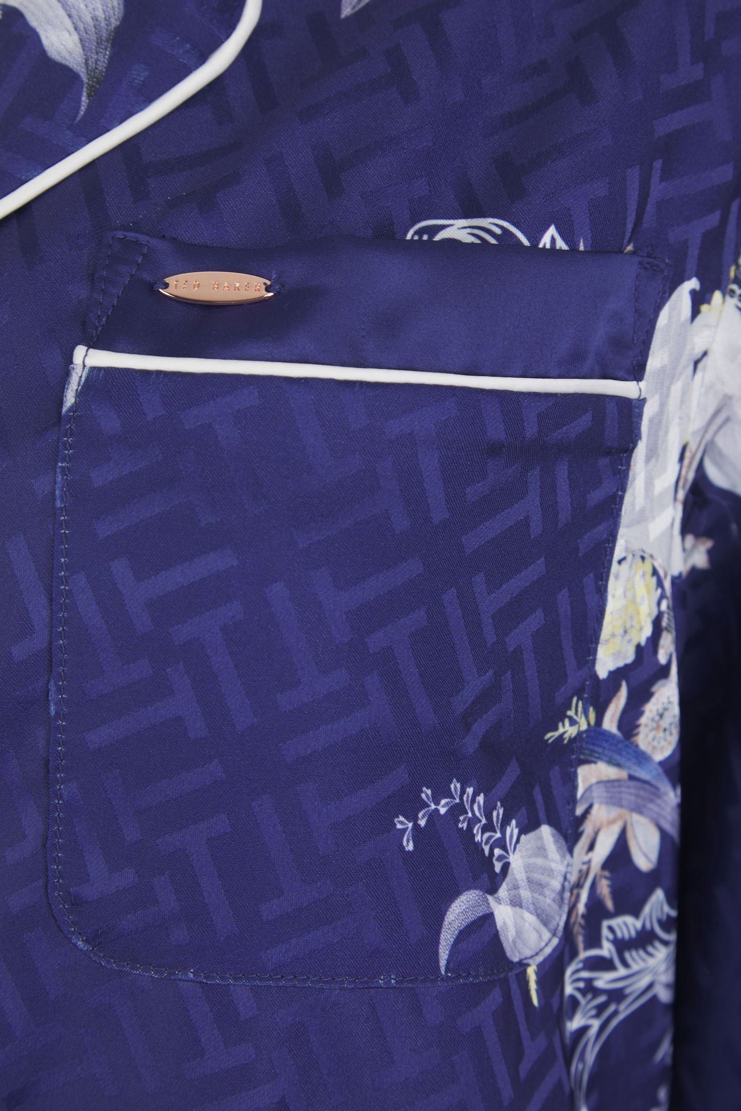 SKY 1PK JQD & PRINT TRADITIONAL SATIN PJ SET NAVY BLUE 9