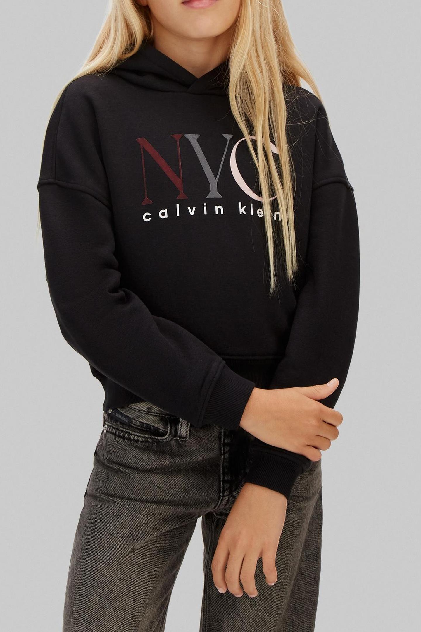 GIRLS NYC GRAPHIC FLEECE HOODIE BLACK 1