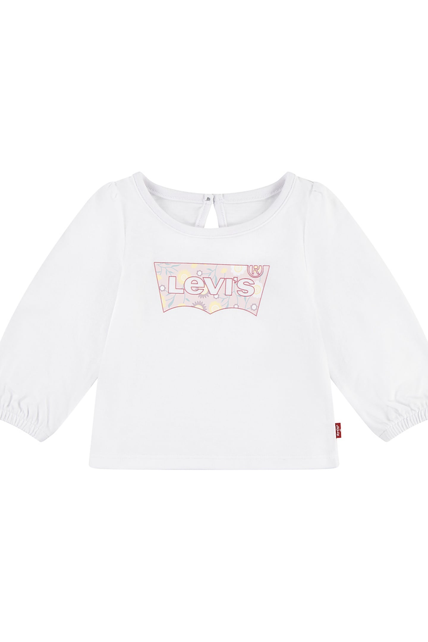 GIRLS BATWING LS PUFF DETAIL TOP BRIGHT WHITE 1