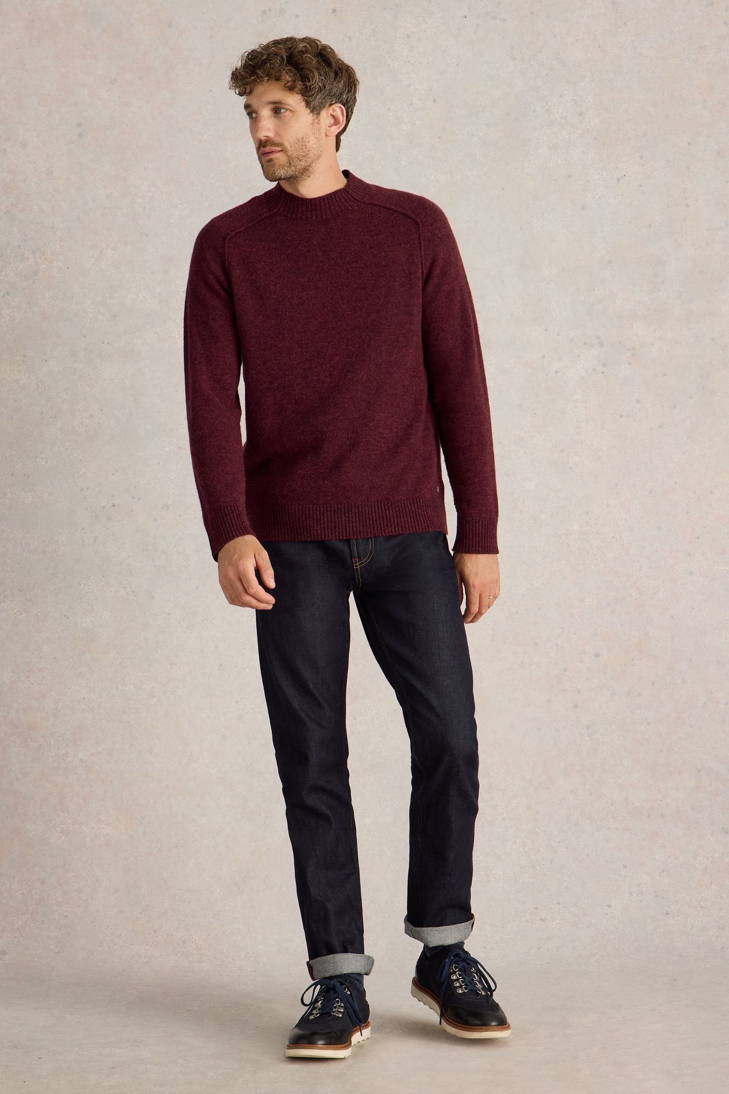 LAMBSWOOL MOCK NECK JUMPER DARK PLUM 1