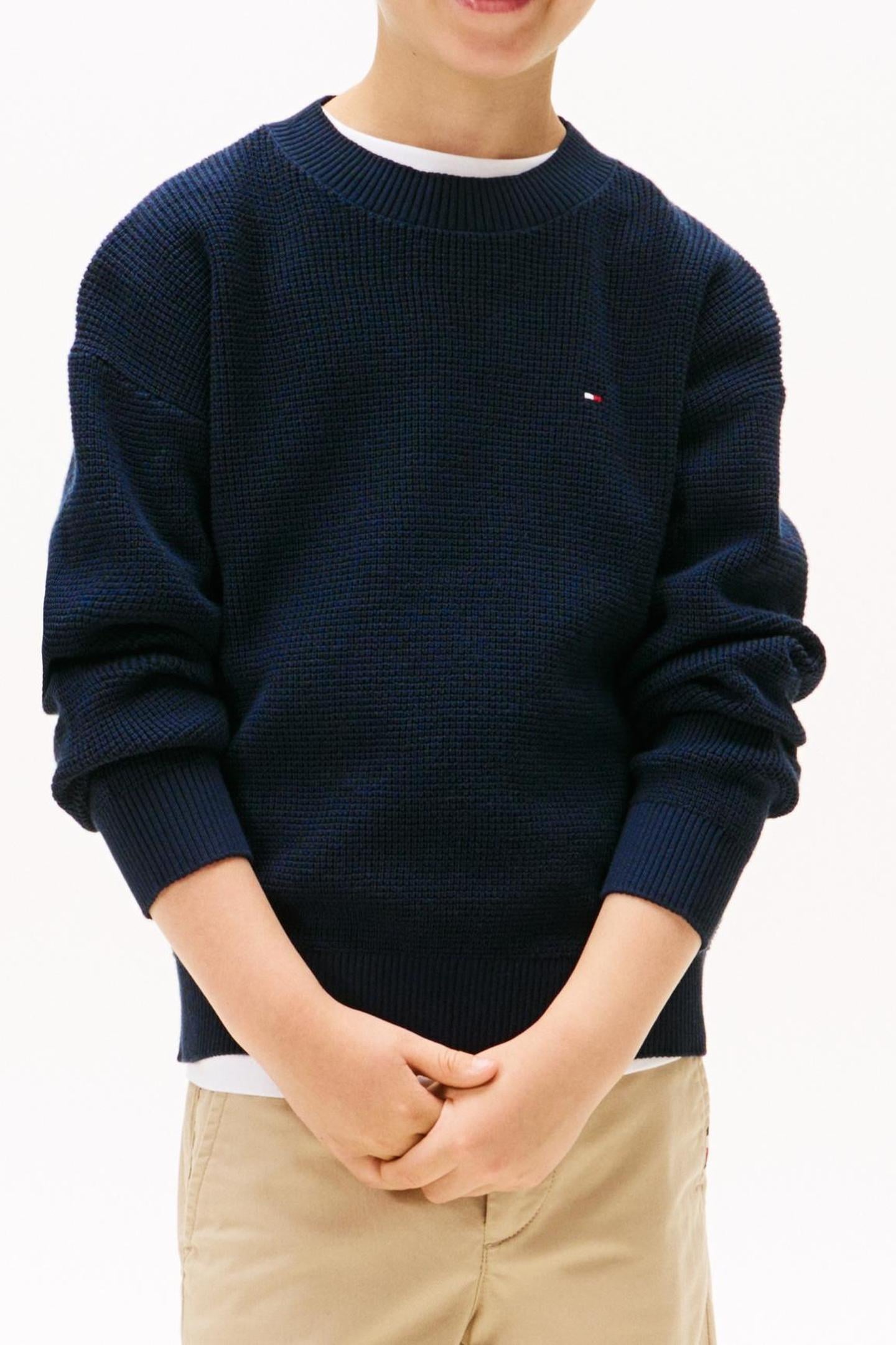 BOYS COTTON TEXTURE SWEATER DARK NIGHT NAVY 1