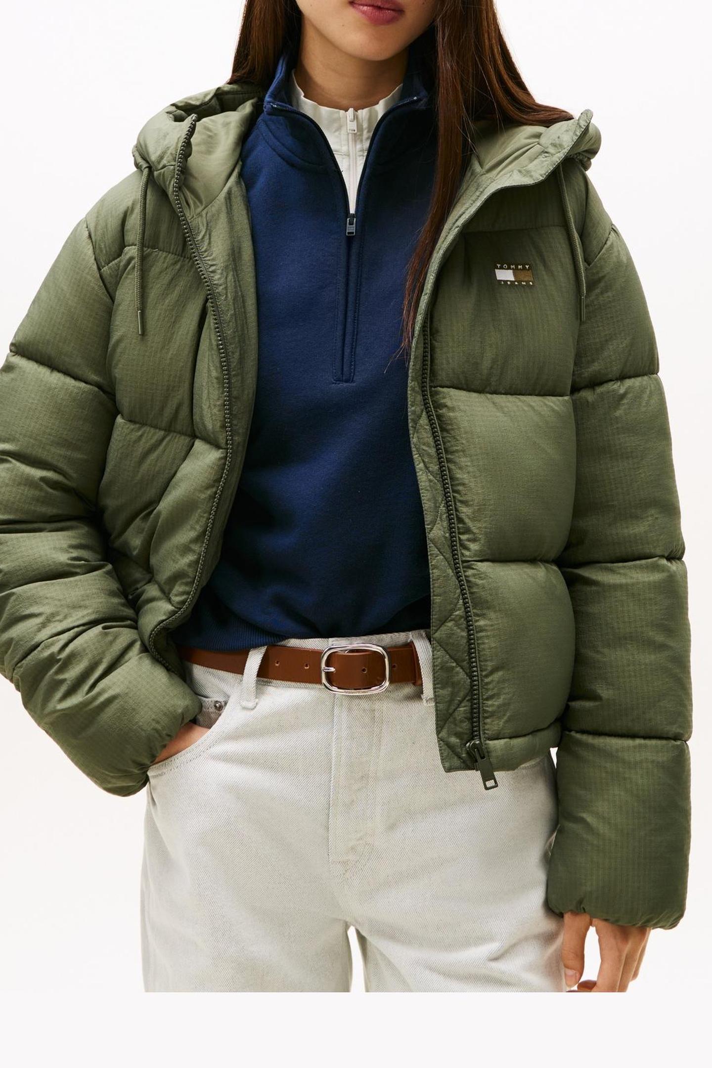 TJW HOODED PUFFER JACKET PEWTER GREEN 1