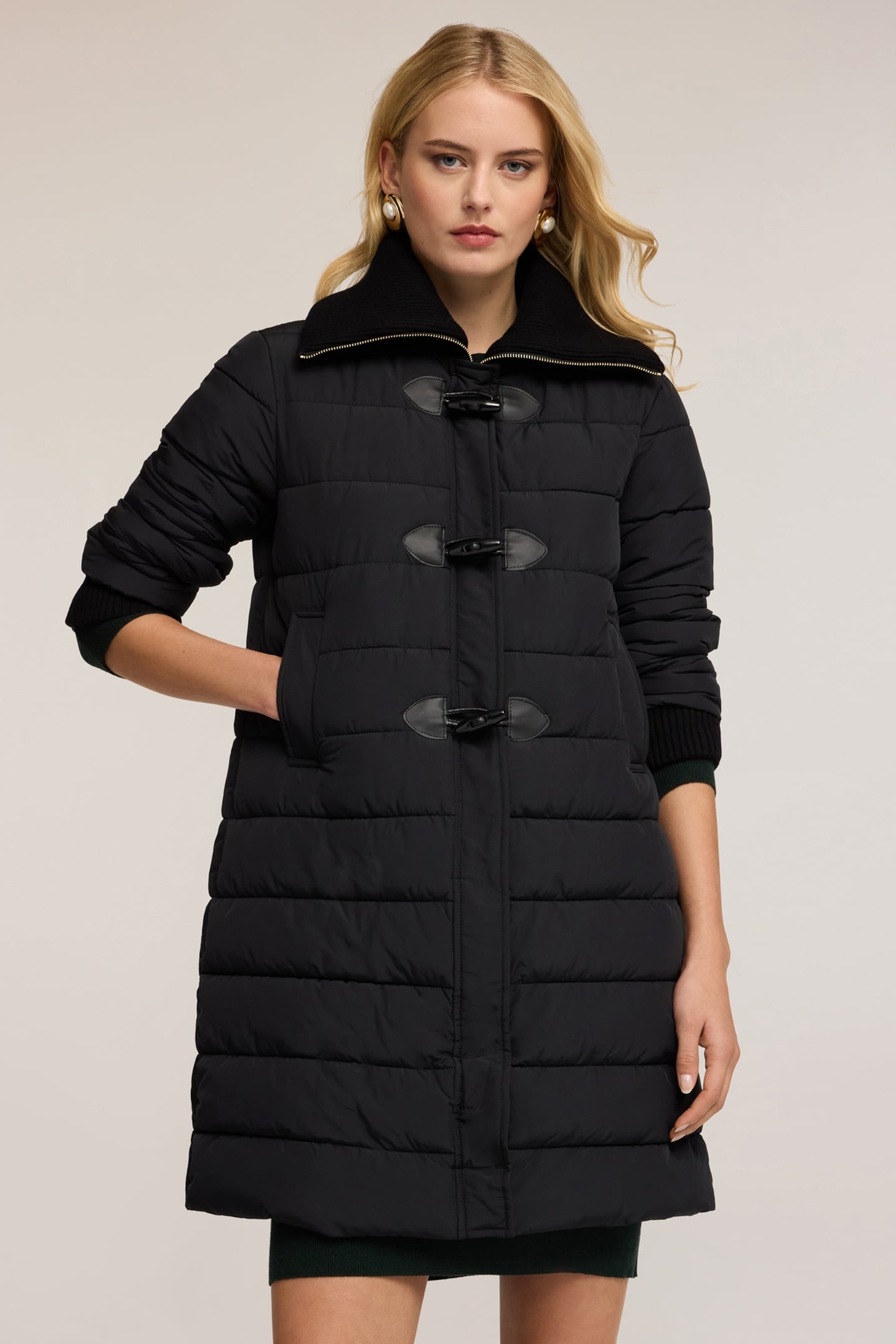 DOWN JACKET WITH KNIT COLLAR BLACK 2