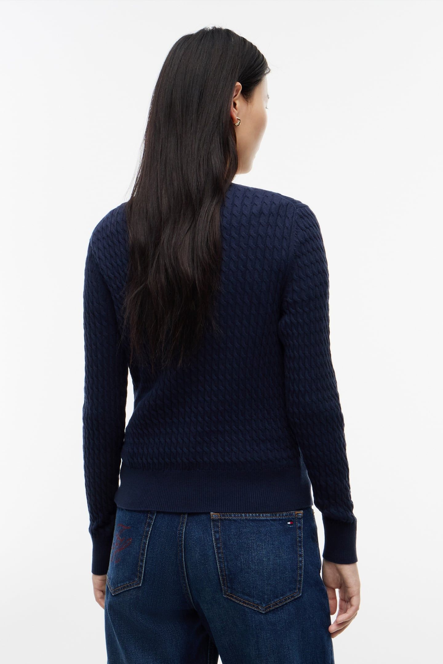 CO CABLE FINE GG V-NECK DARK BLUE 4