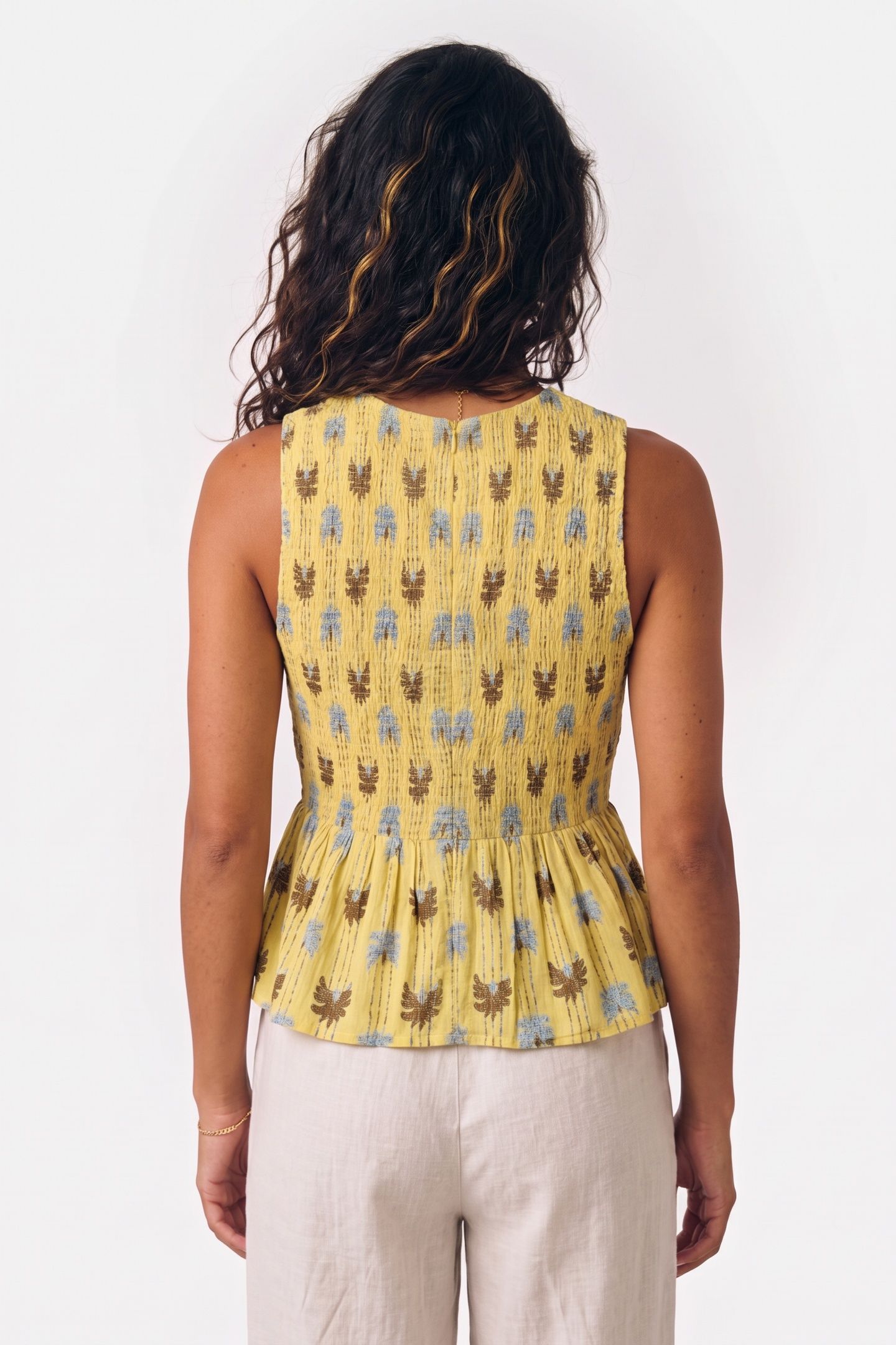 PALMERA TOP LIGHT YELLOW PALM PRINT 2