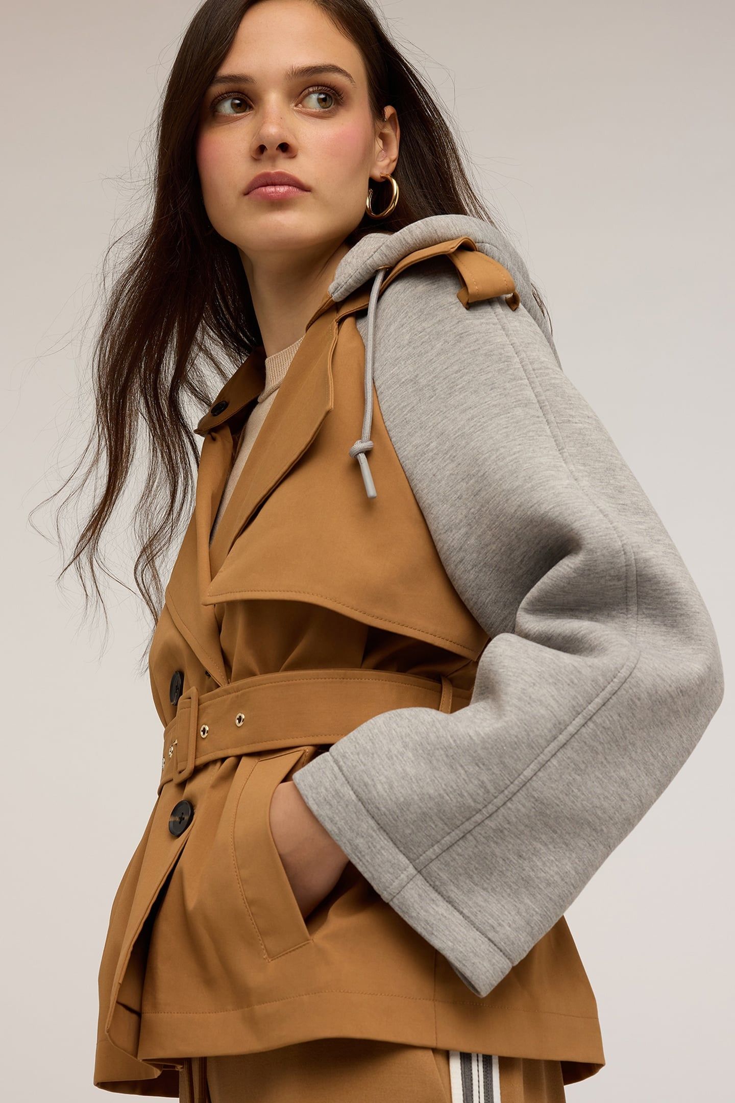 TRENCH COAT WITH SCUBA INSERTS BEIGE 5