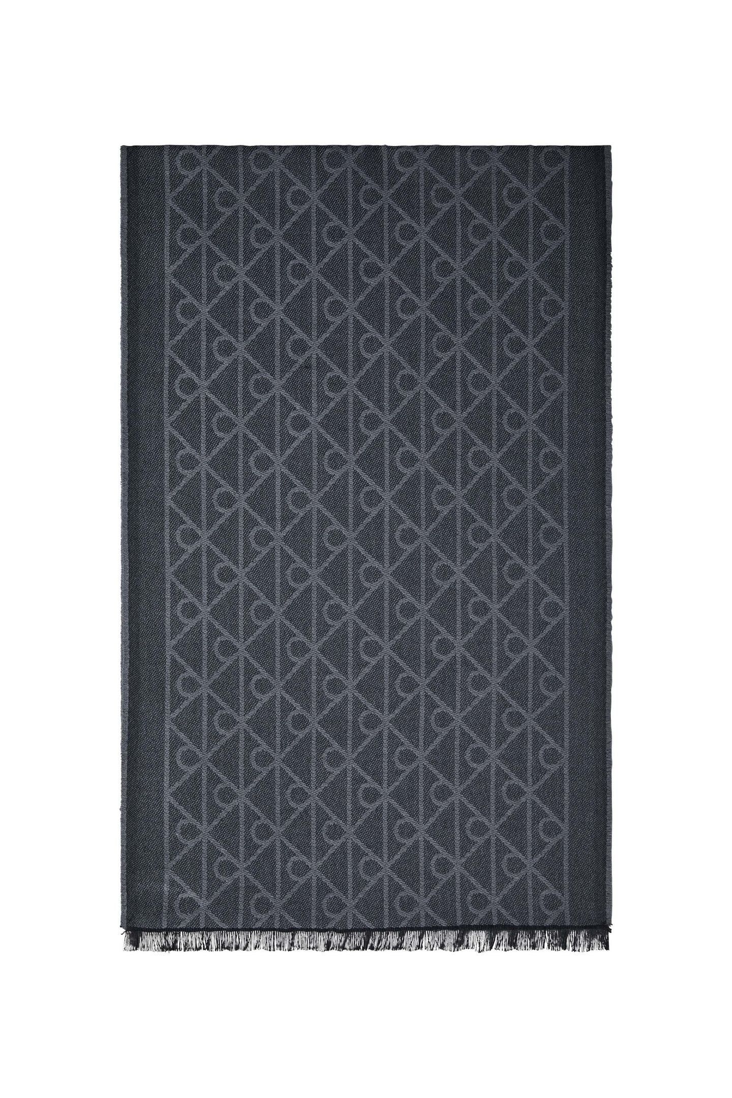 EMBLEM TONAL WOOL SCARF BLACK 1