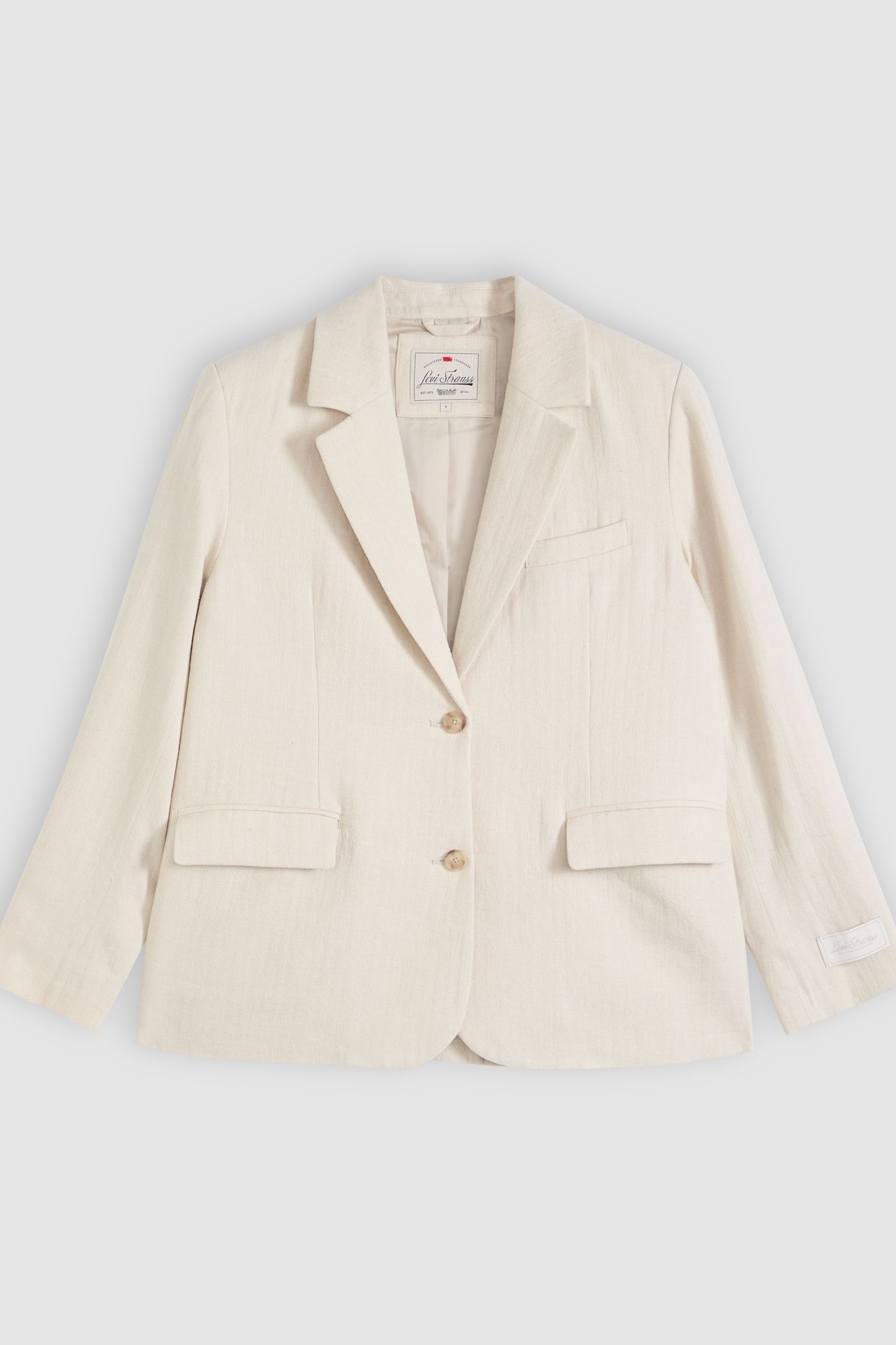 STELLA RELAXED COTTON LINEN BLAZER HERRINGBONE PEYOTE 5
