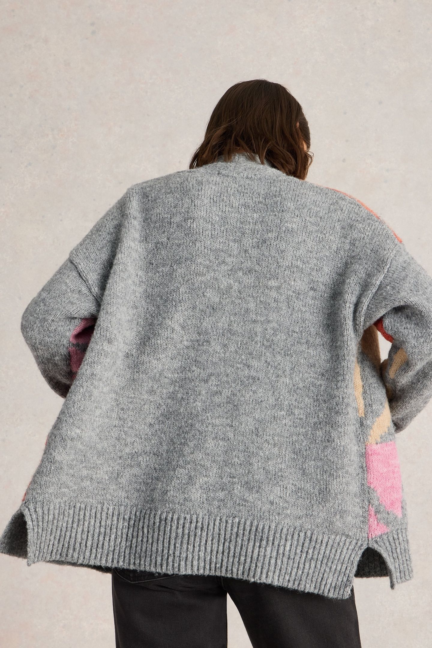 LOUISA LONGLINE CARDI GREY MULTI 2