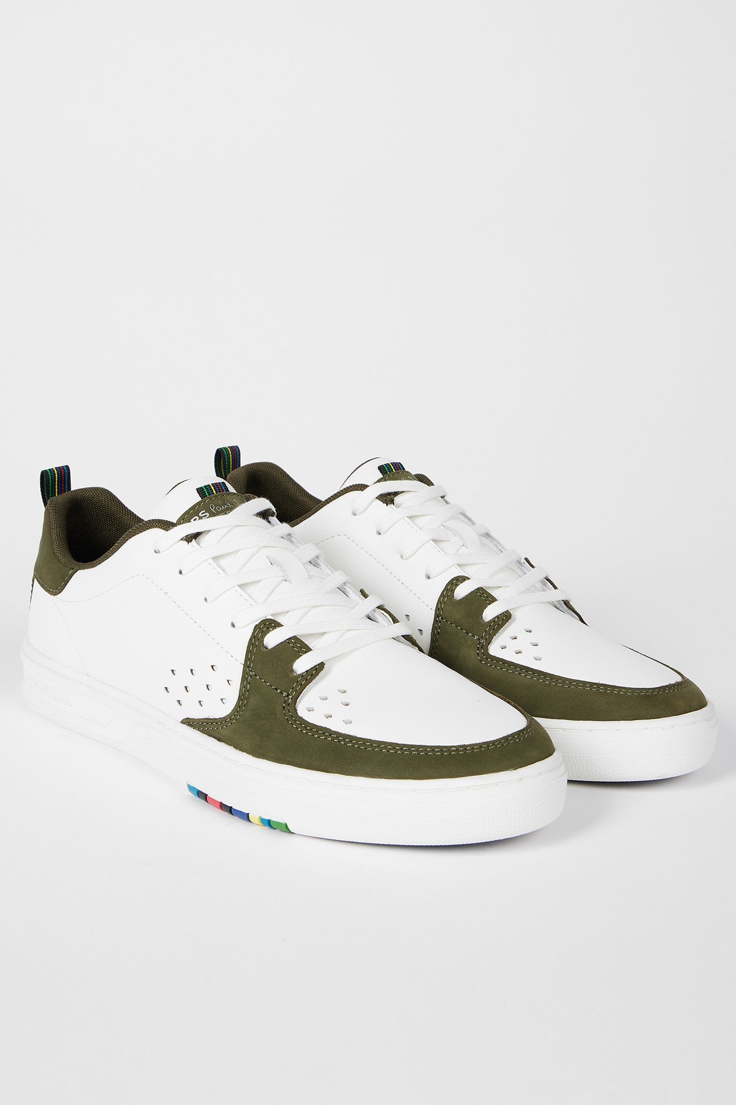 MENS SHOE COSMO WHITE KHAKI BACK PANEL WHITE 7