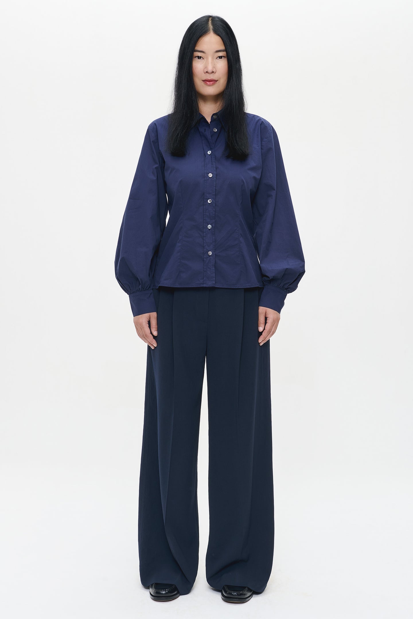 POPLIN PUFF SLEEVE SHIRT MIDNIGHT BLUE 2