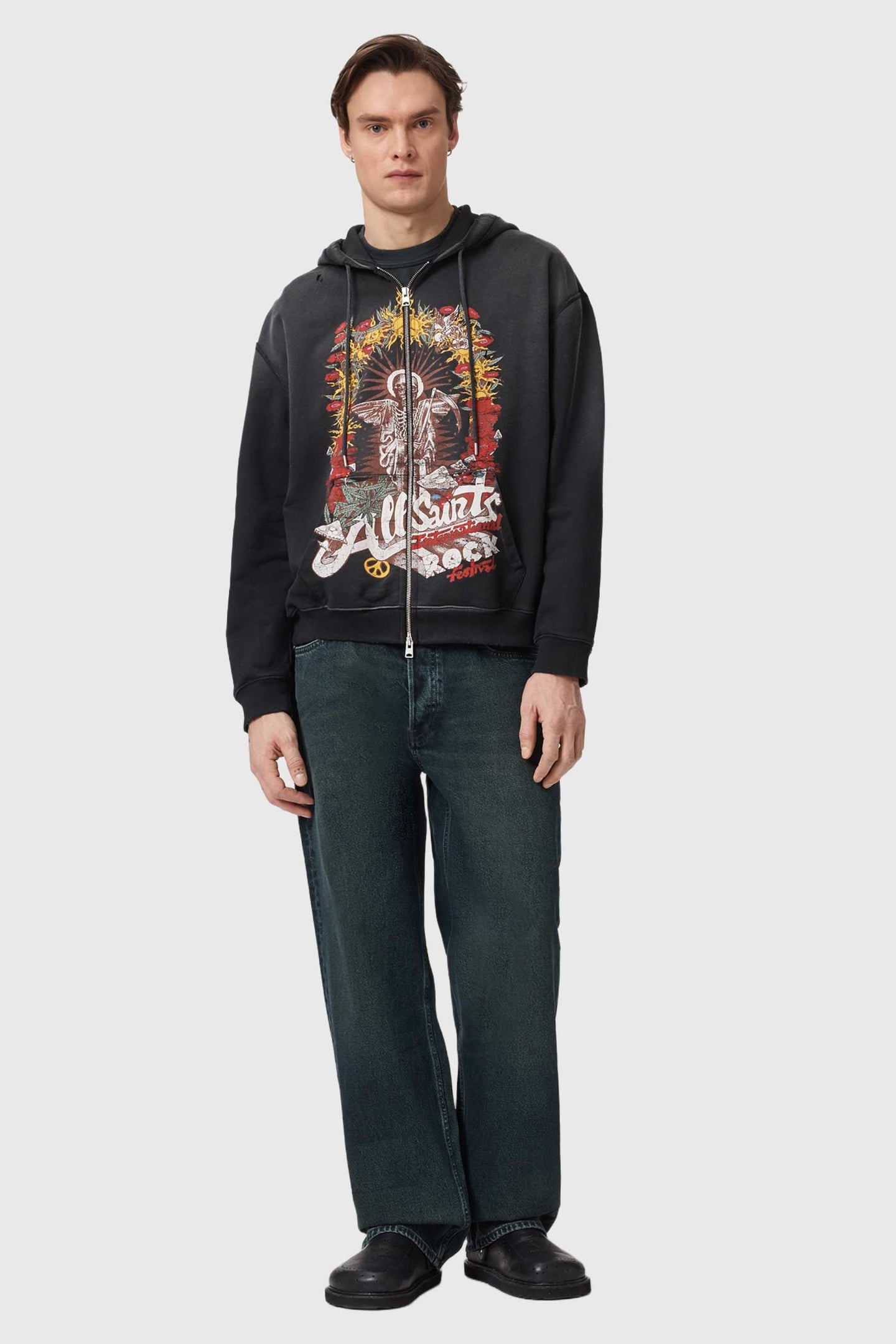 ROQUE ZIP HOODY WASHED BLACK 3