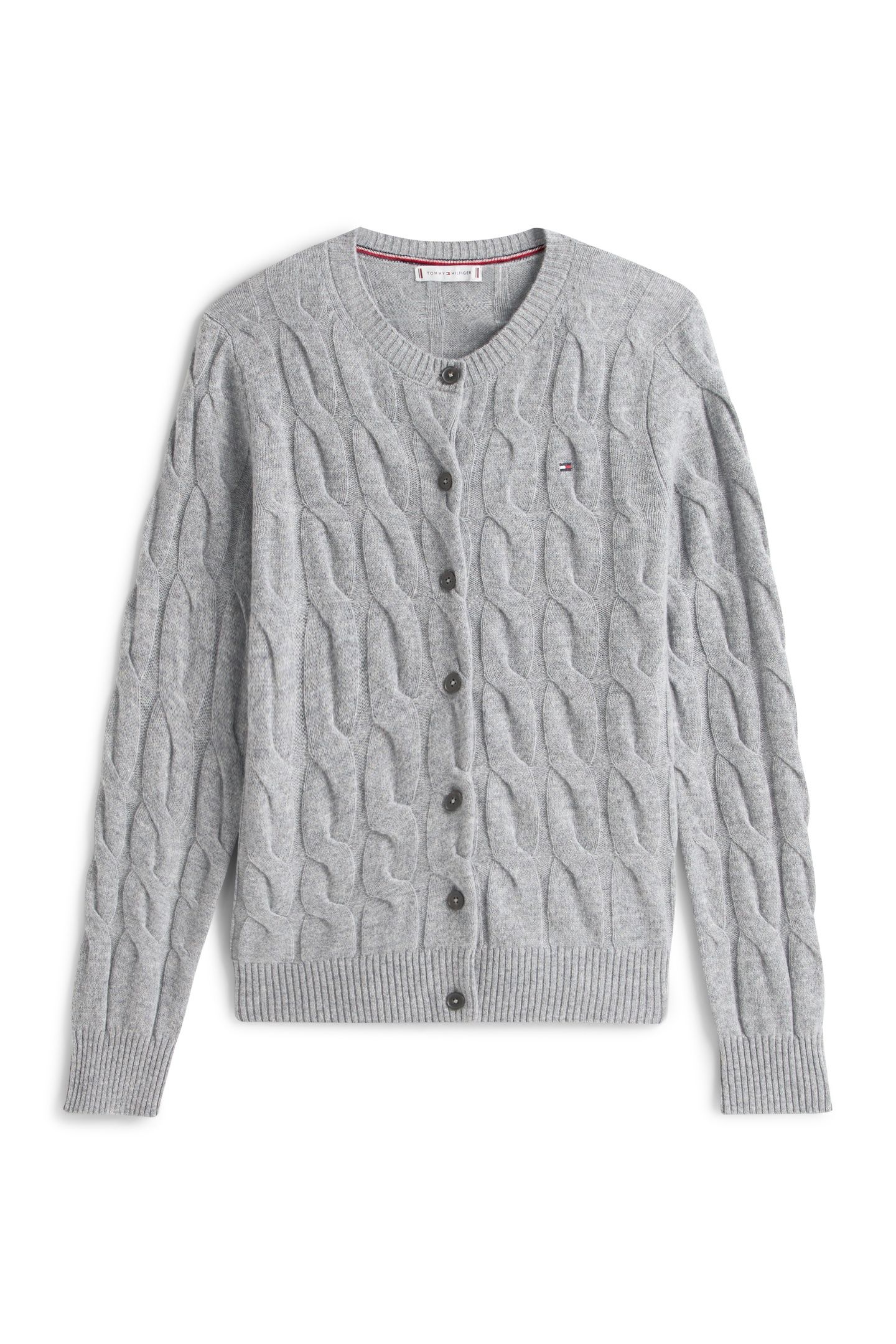 SOFT WOOL CABLE C-NECK MID GREY HEATHER 4