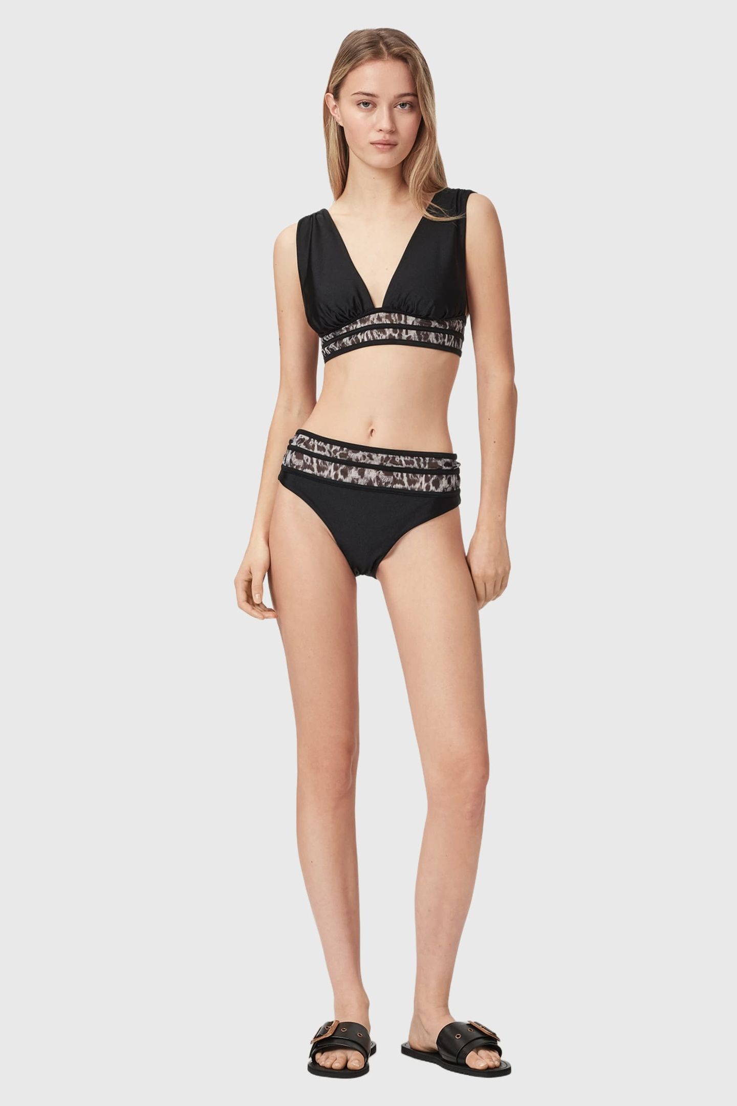 XALIA BIKINI TOP BLACK/GREY LEOPARD 1