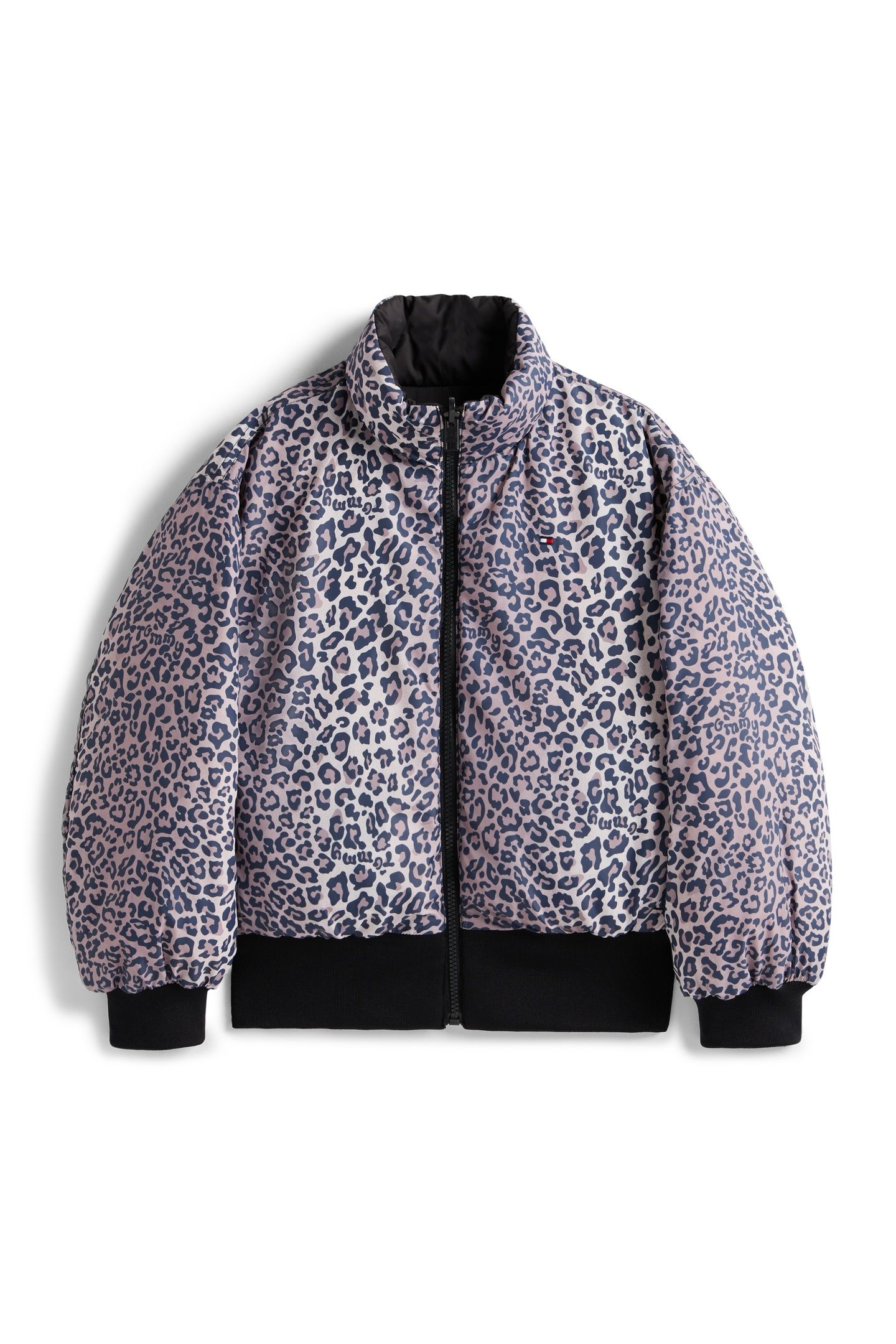GIRLS REVERSIBLE PUFFER BLACK AOP 4