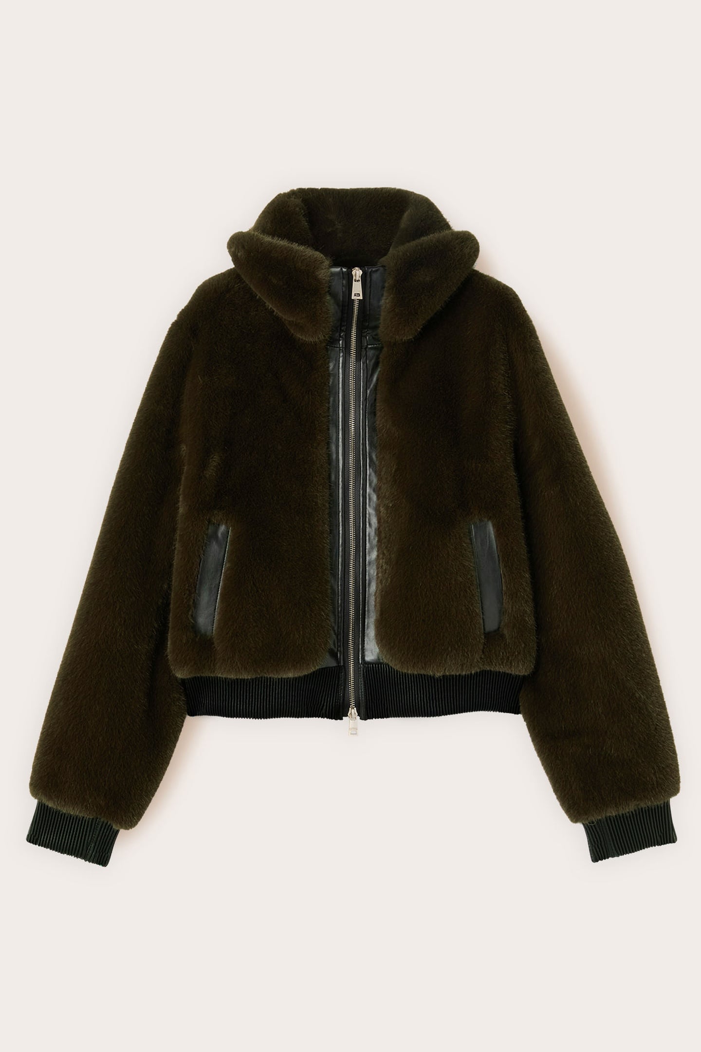 PLUSH-EFFECT JACKET WITH INSERTS MILITARY GREEN 4