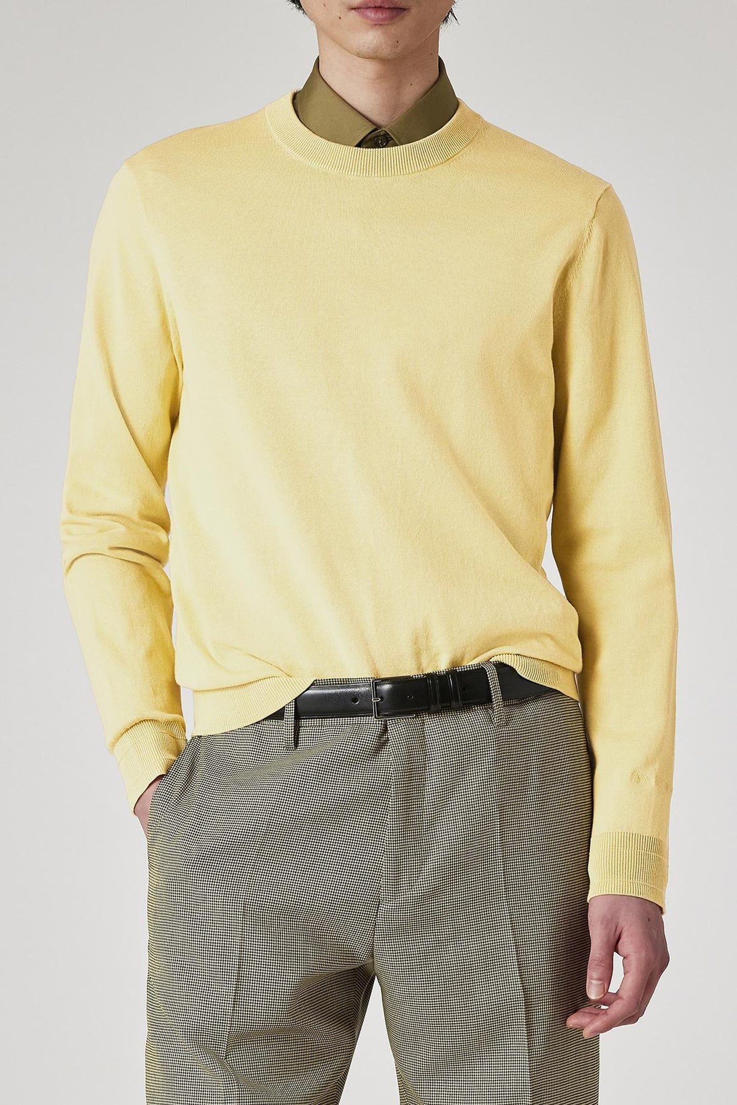 MENS SWEATER CREW NECK YELLOW 1