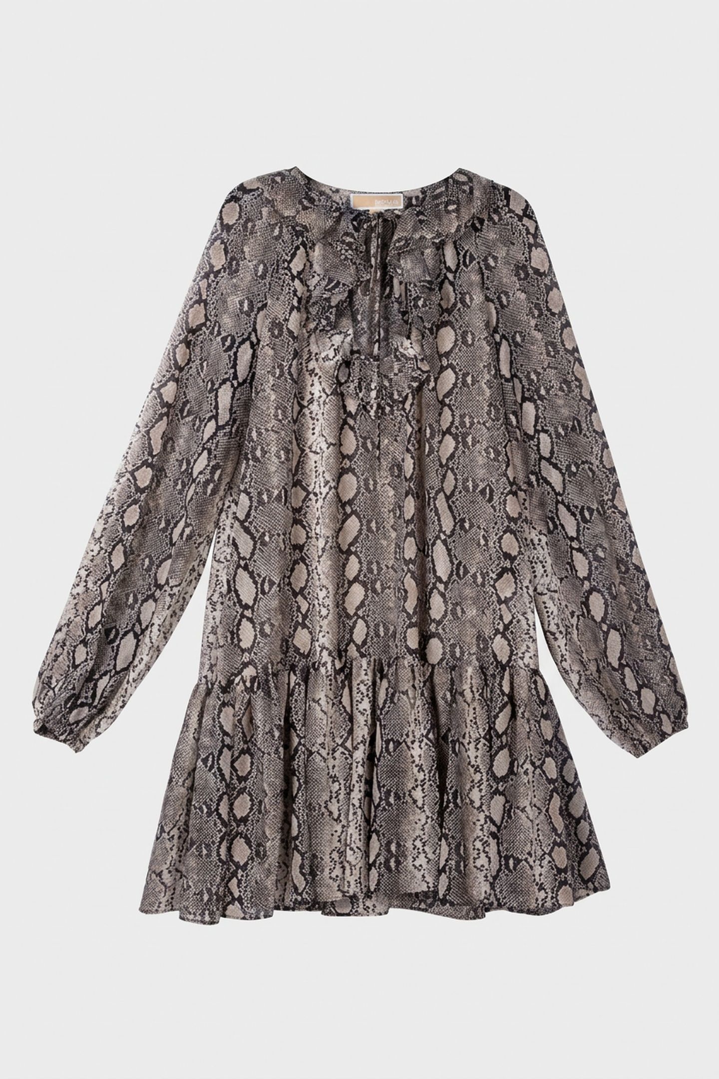 SNAKE LS RUFFLE MINI DRESS SOFT ECRU 5